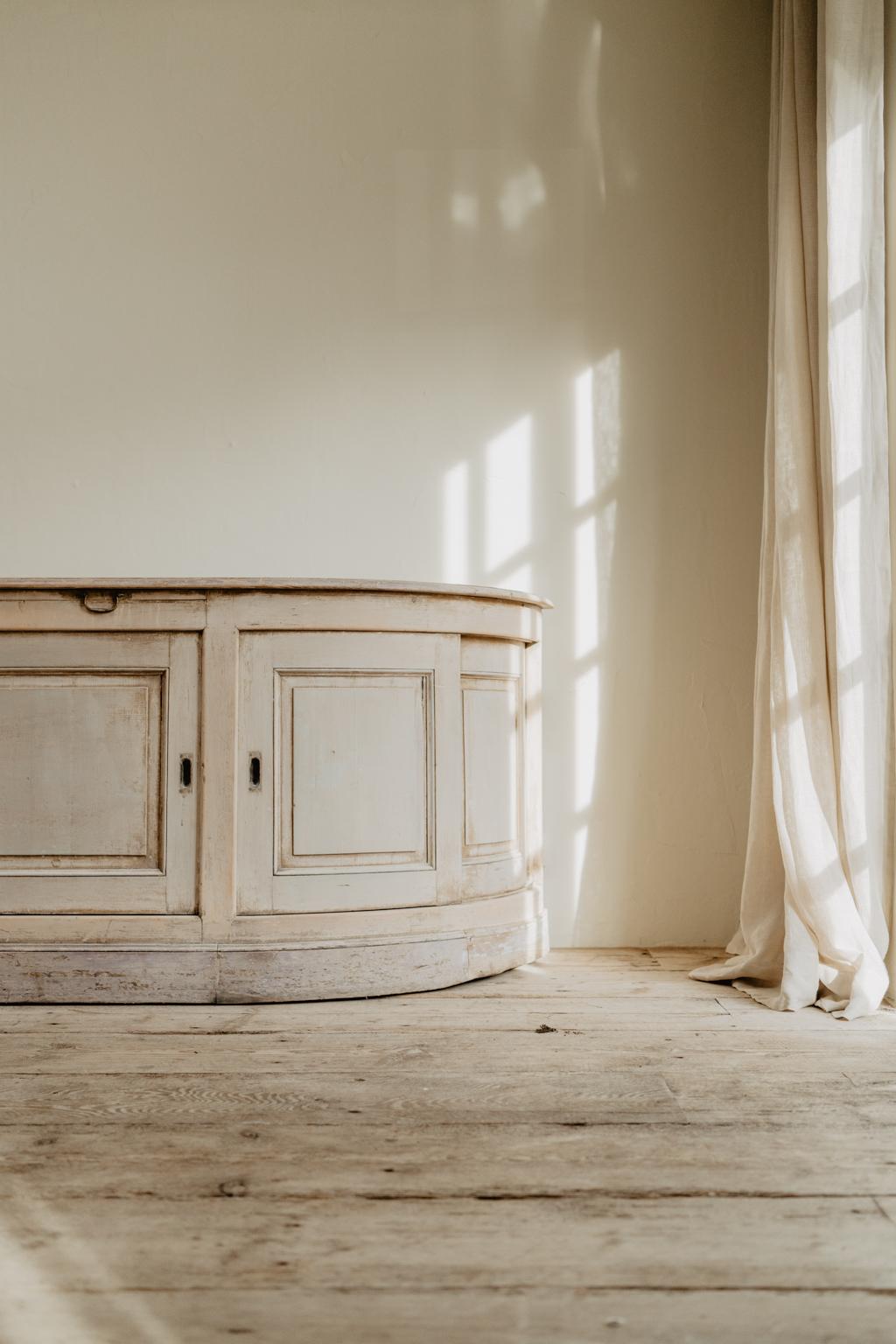 French 19th Century Creamcolored Pinewood Bakeryshop Counter/Enfilade/Dresser