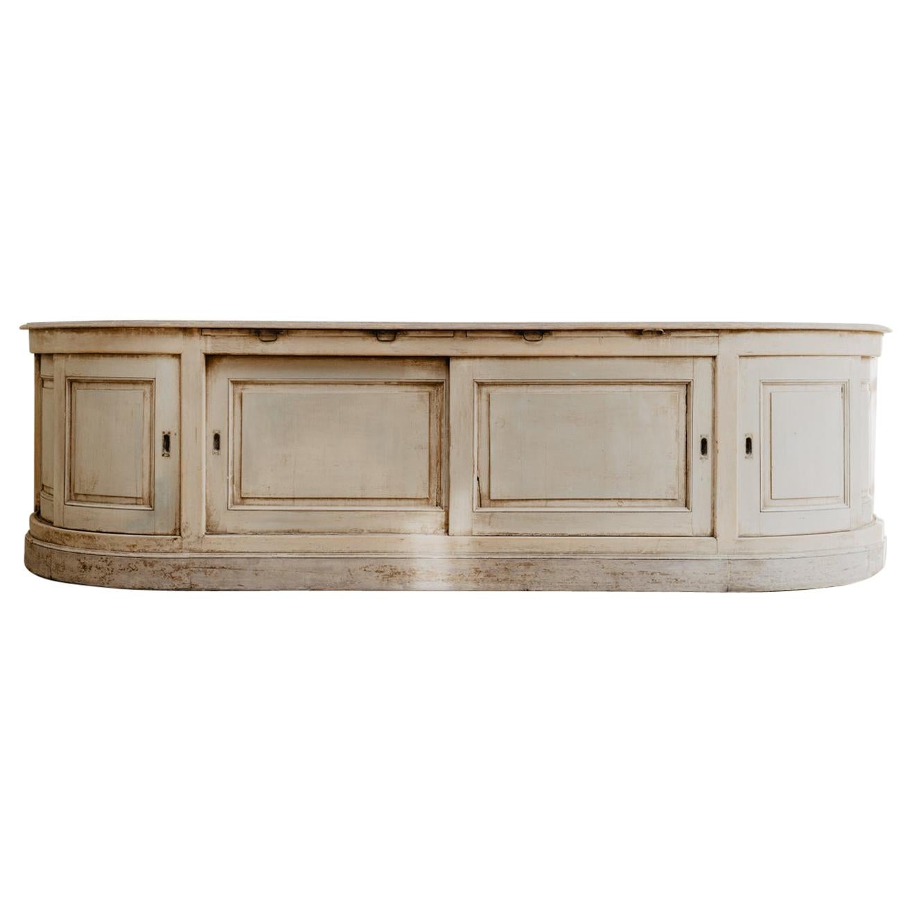 19th Century Creamcolored Pinewood Bakeryshop Counter/Enfilade/Dresser