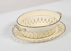 19th Century Creamware Bowl with Underplate
