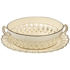19th Century Creamware Bowl with Underplate