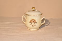 19th Century Creamware Lidded Bouillon Cup