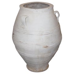 Antique 19th Century Crete Whitewashed Olive Jar