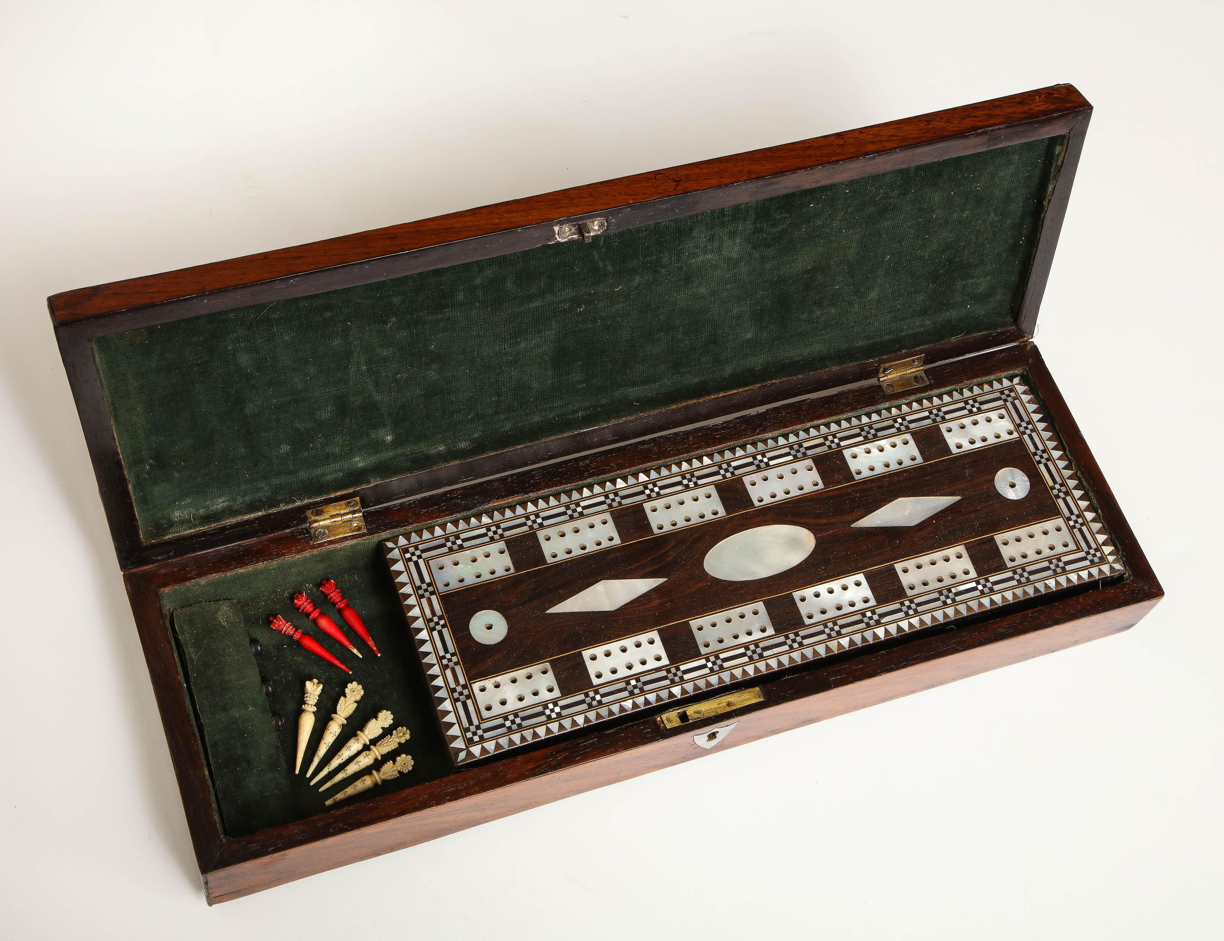 19th Century Cribbage Board, Boxed For Sale 13