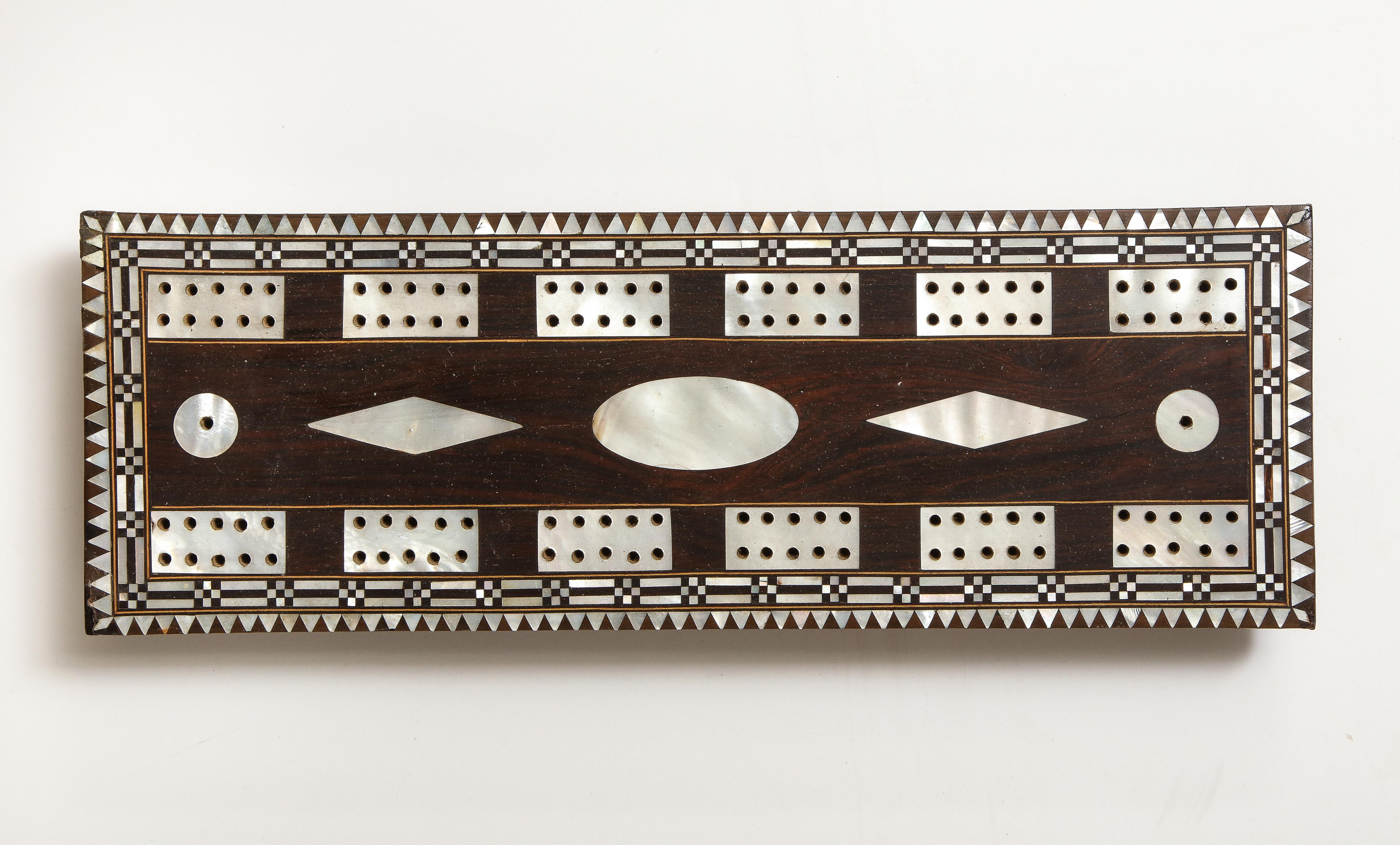 English 19th Century Cribbage Board, Boxed For Sale