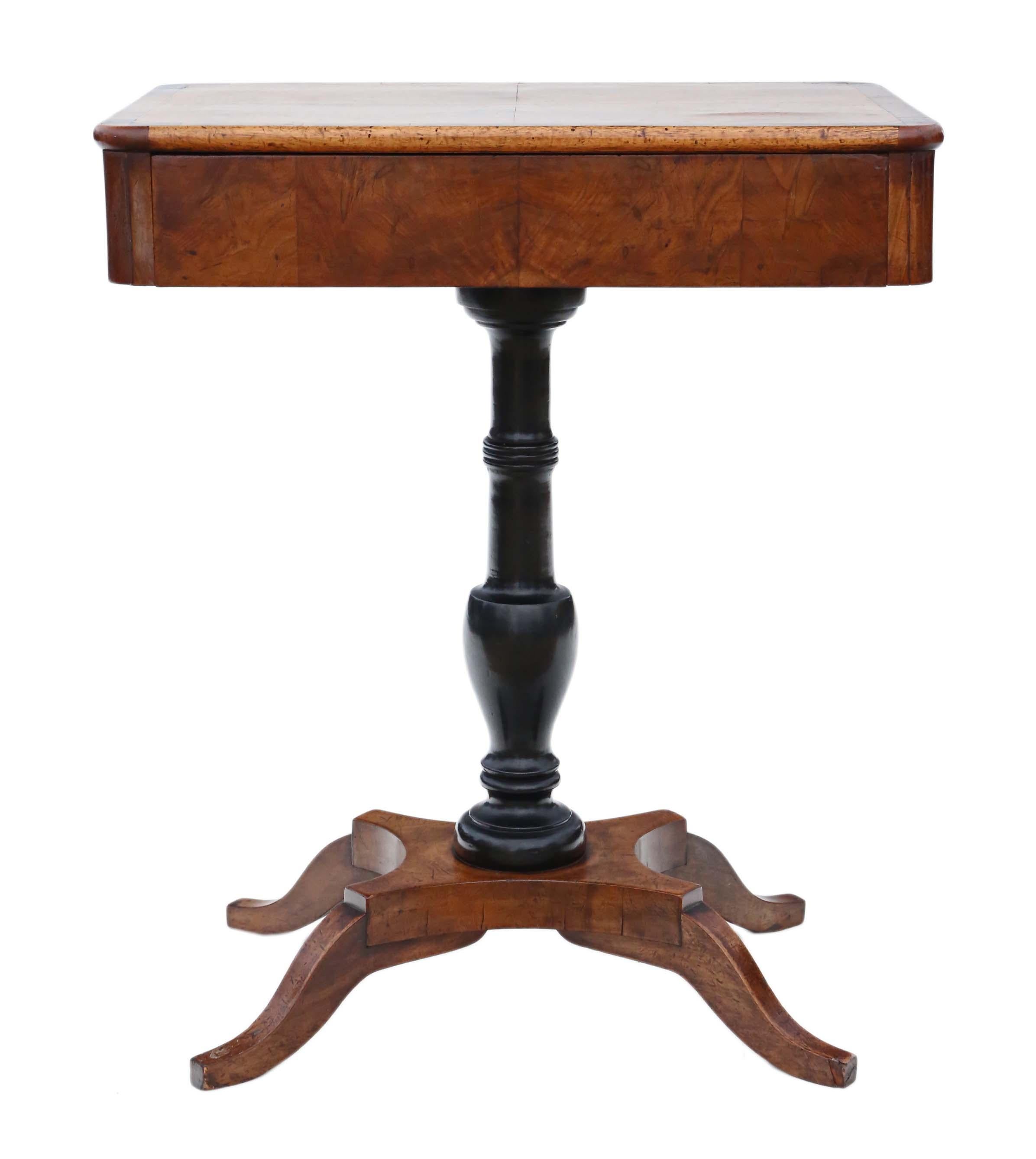 19th Century Crossbanded Walnut Tea Supper Table Side Occasional In Good Condition For Sale In Wisbech, Cambridgeshire