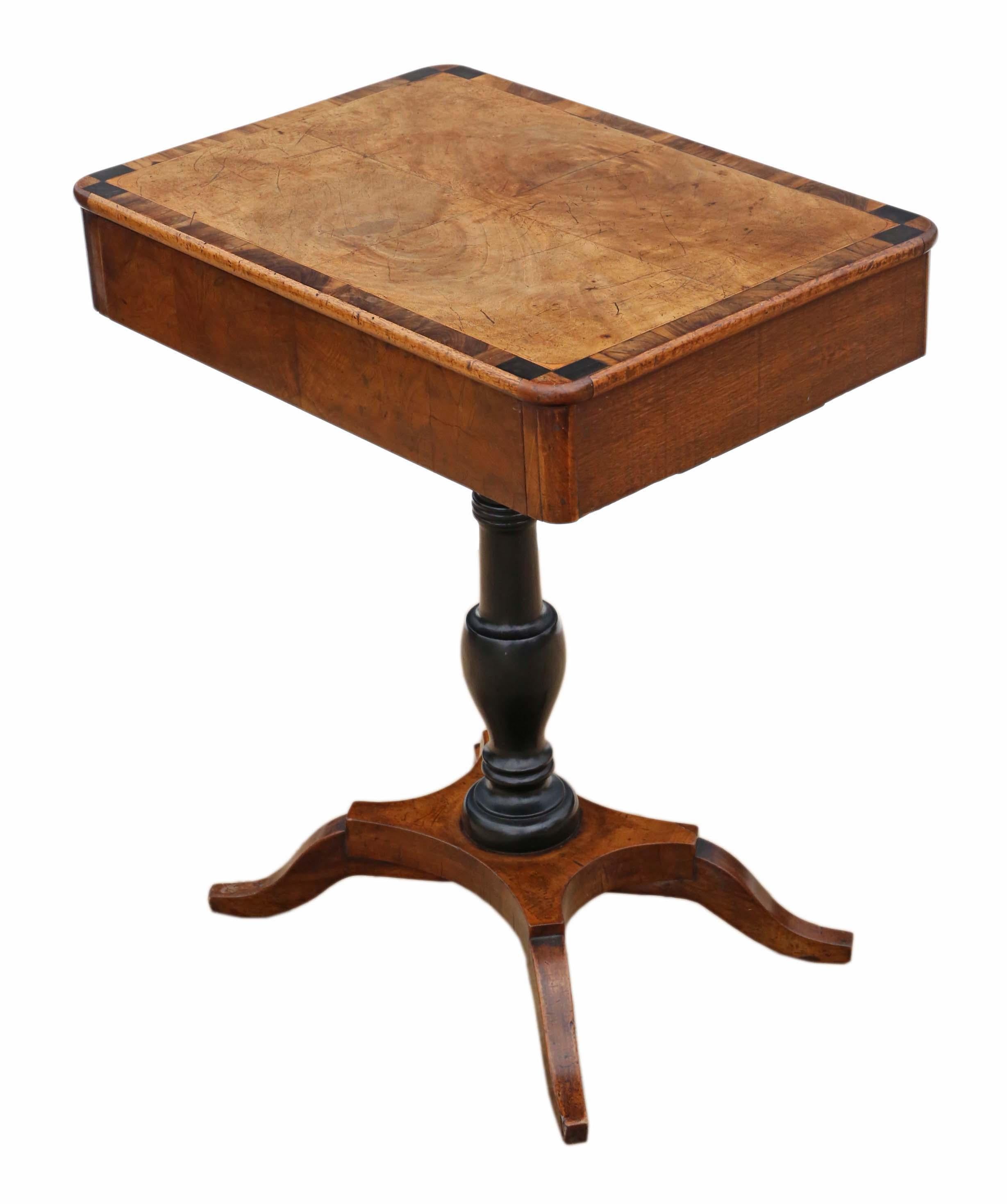19th Century Crossbanded Walnut Tea Supper Table Side Occasional For Sale 1