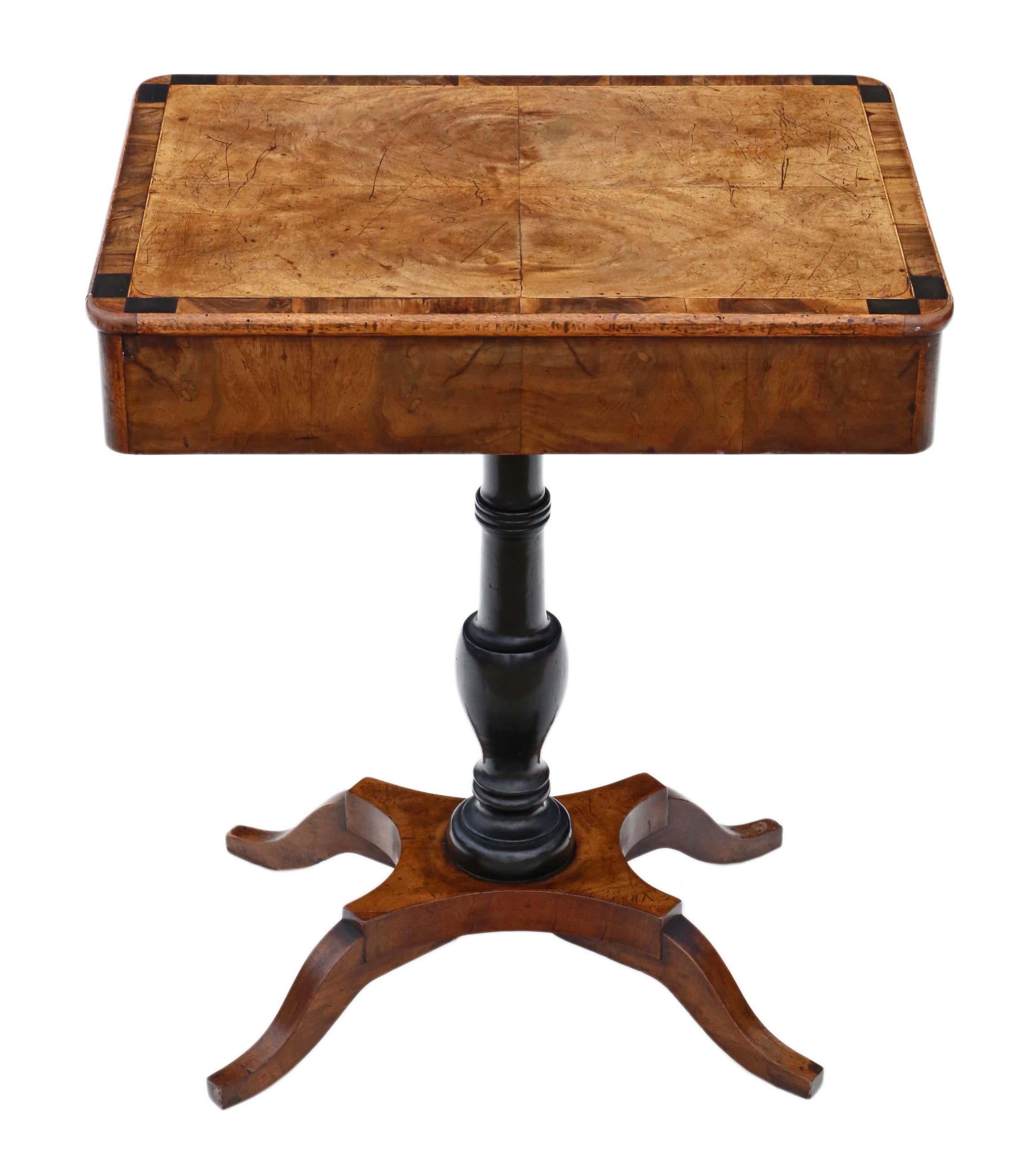 19th Century Crossbanded Walnut Tea Supper Table Side Occasional For Sale 3