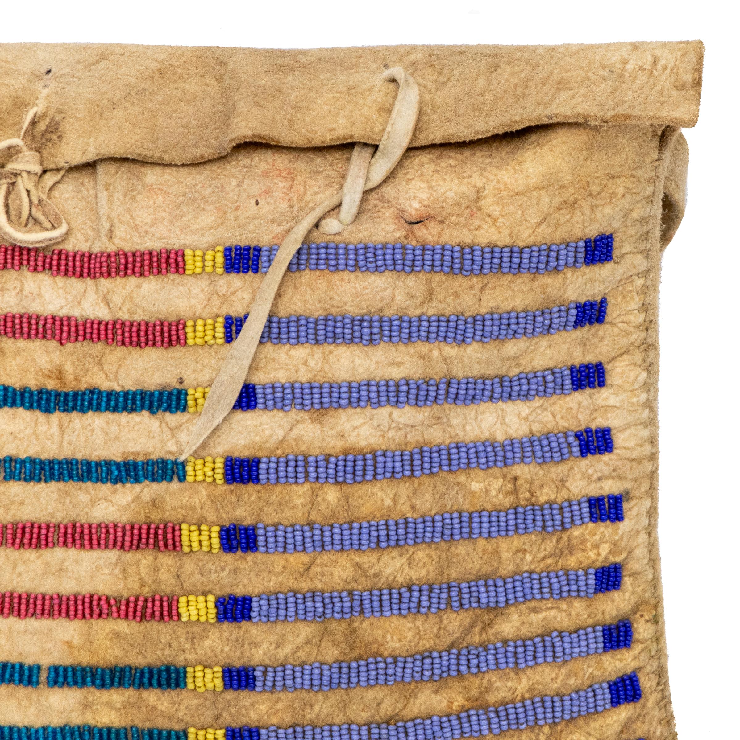 Native American 19th Century Crow Beaded Tepee Bag, Plains Indian Antique, Circa 1860-1875 For Sale