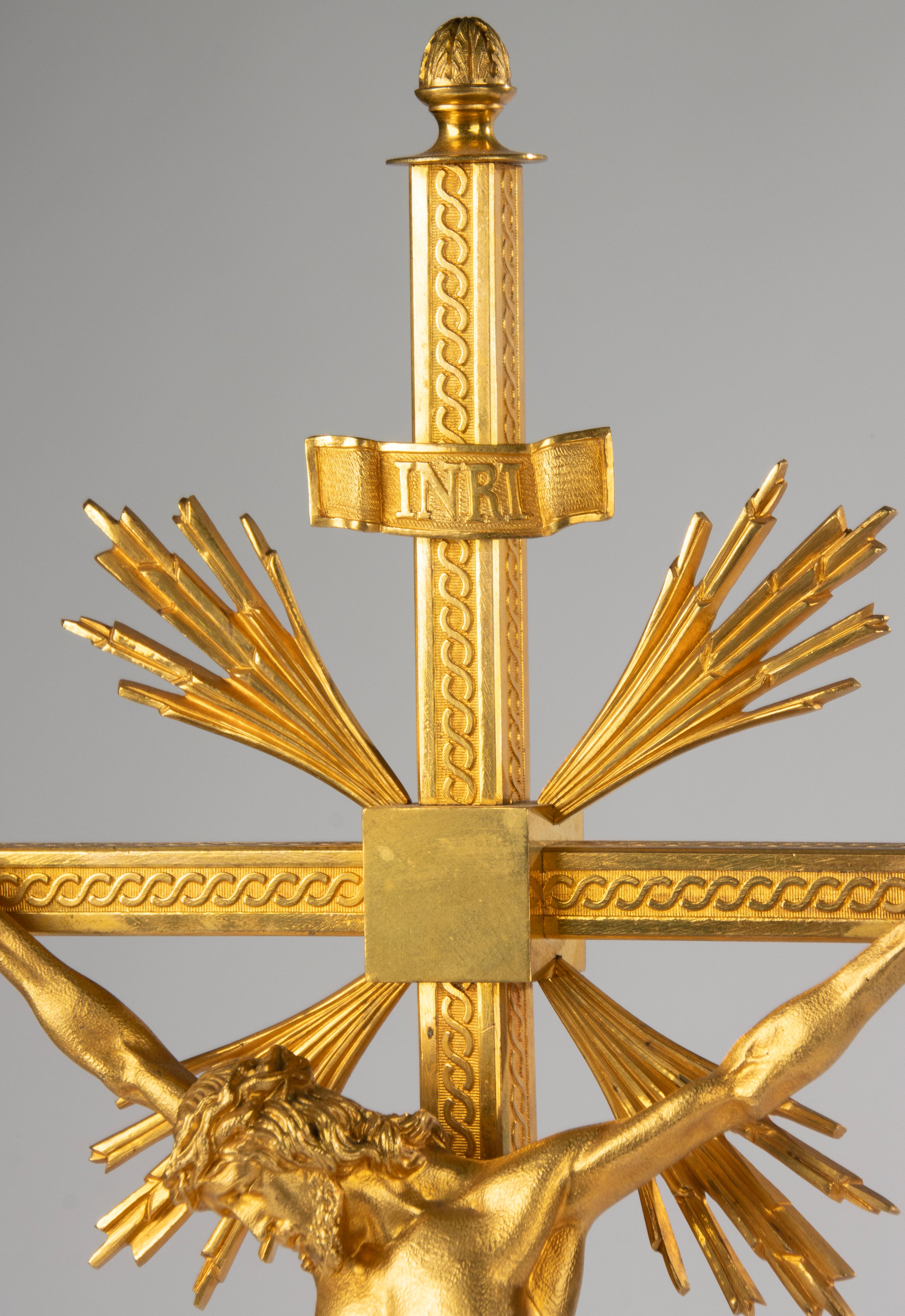 19th Century Crucifix - Gilt Bronze - Napoleon III - Serpent & Sunburst Details en vente 6