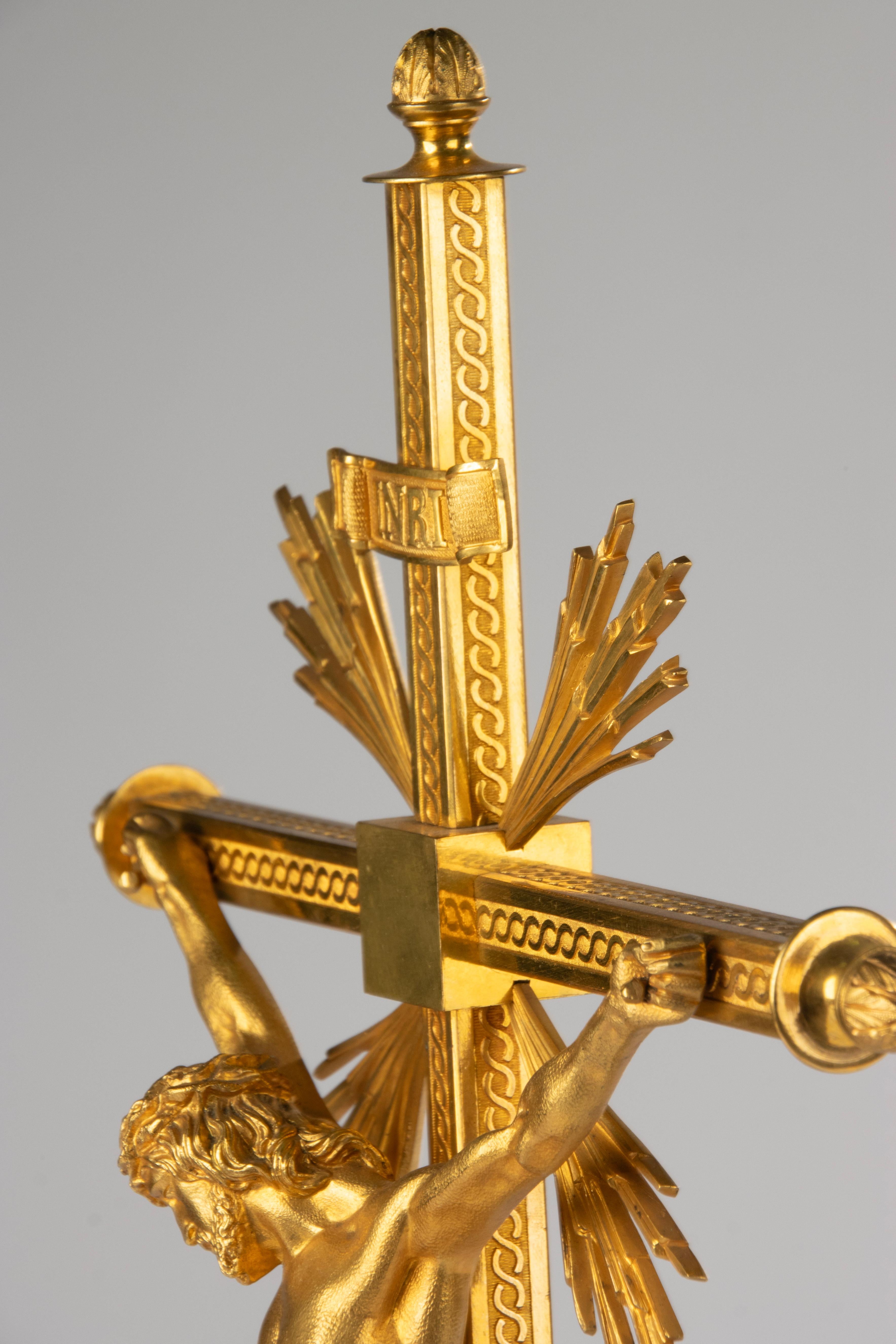 19th Century Crucifix - Gilt Bronze - Napoleon III - Serpent & Sunburst Details en vente 11