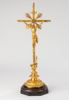 19th Century Crucifix - Gilt Bronze - Napoleon III - Serpent & Sunburst Details