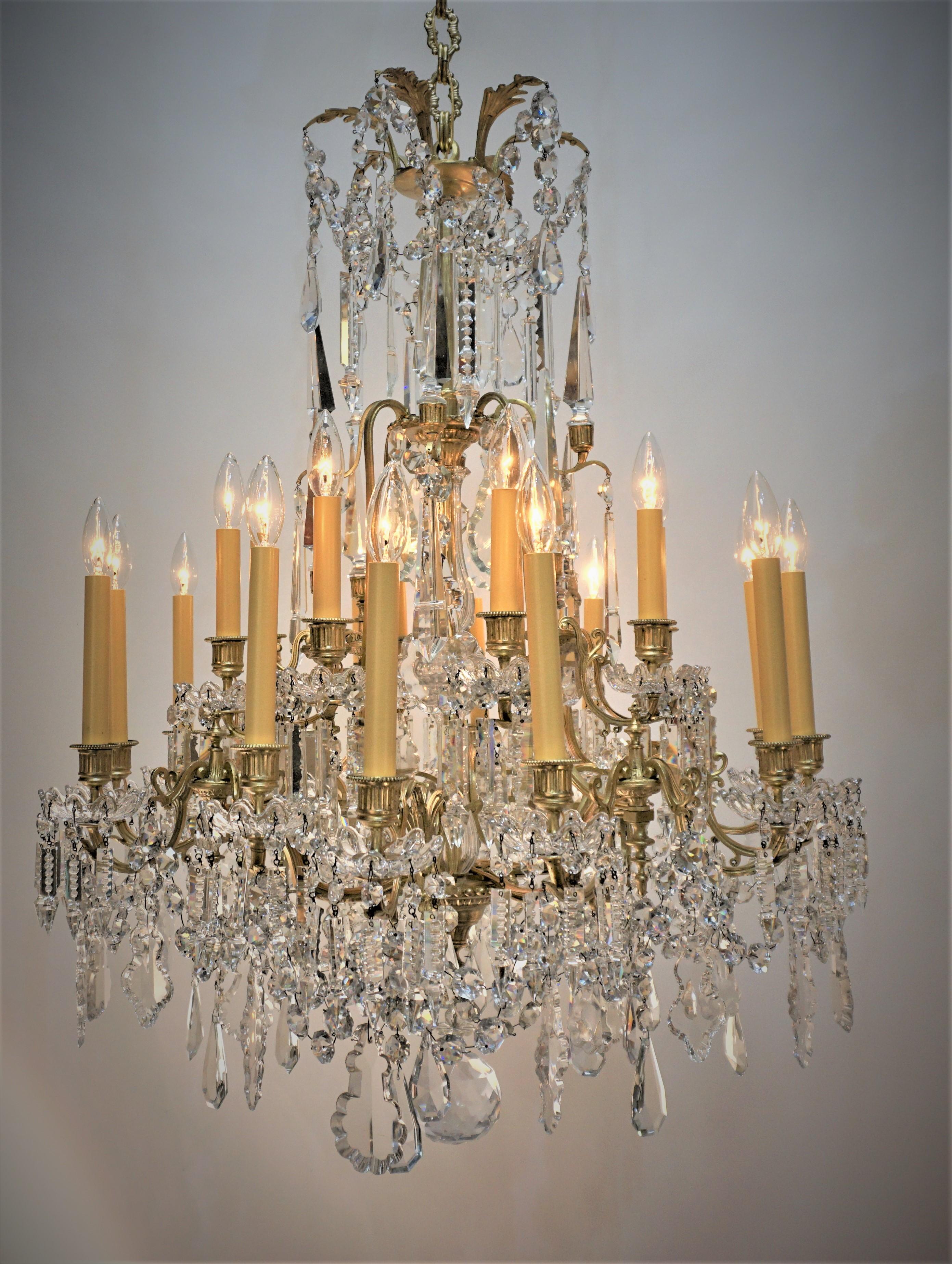 19th Century Crystal and Bronze Chandelier by Baccarat In Good Condition In Fairfax, VA