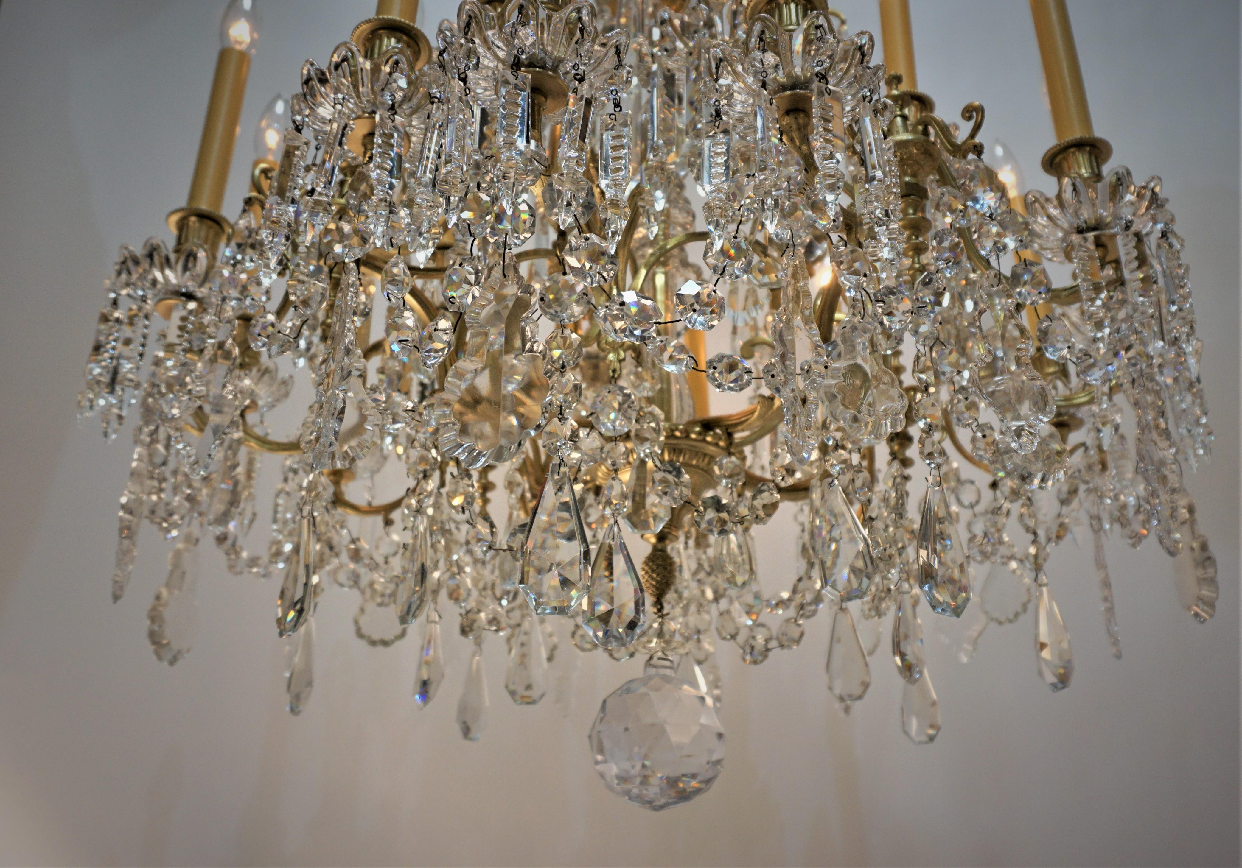 19th Century Crystal and Bronze Chandelier by Baccarat 1