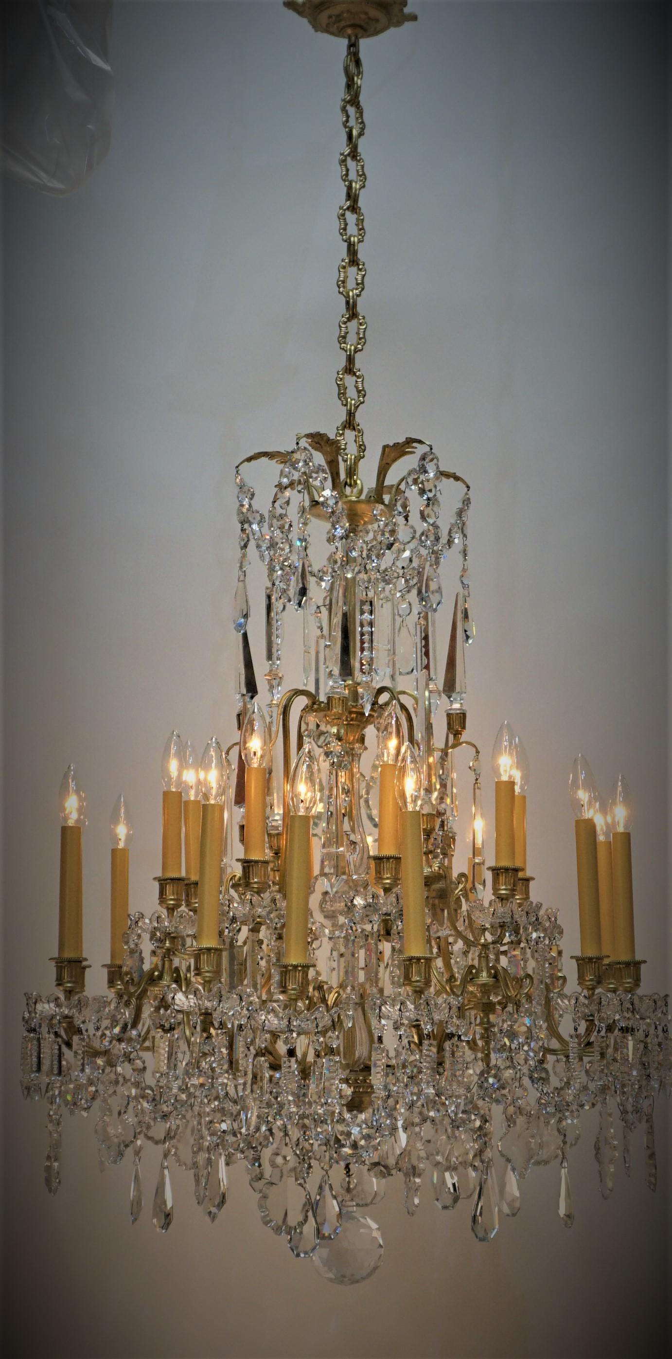 19th Century Crystal and Bronze Chandelier by Baccarat 2