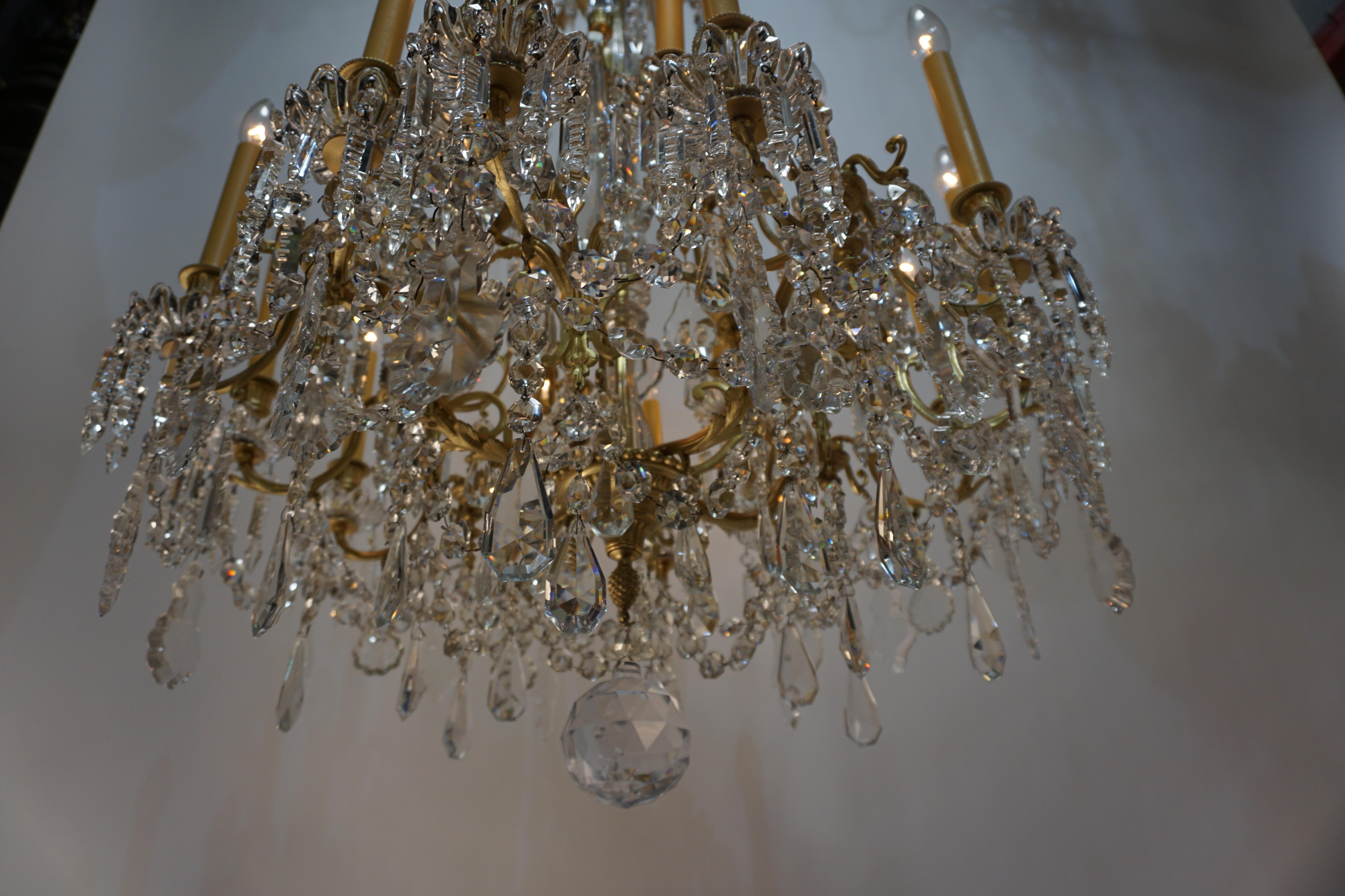 19th Century Crystal and Bronze Chandelier by Baccarat 4