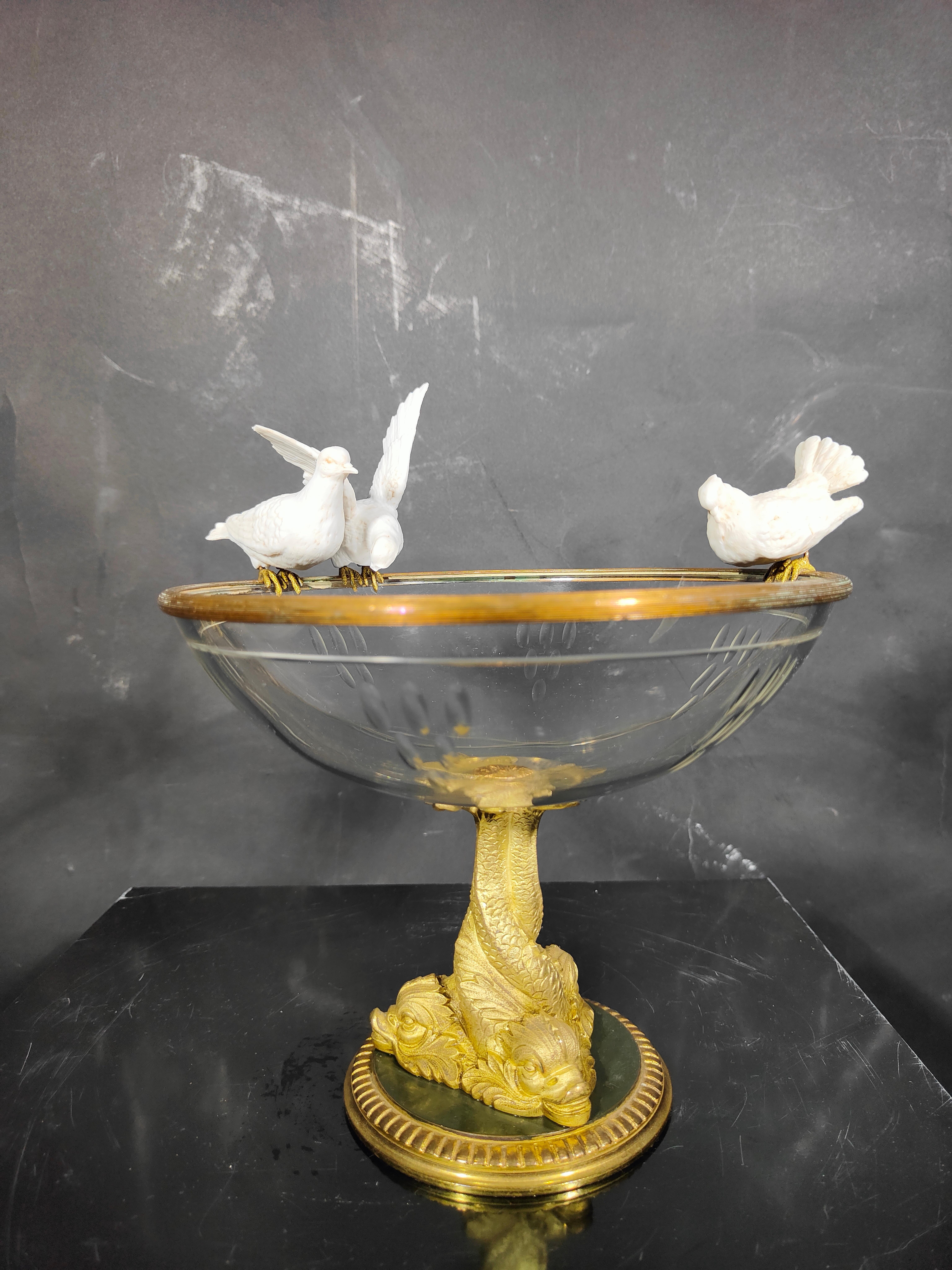 19th Century Crystal and Porcelain Centerpiece For Sale 5