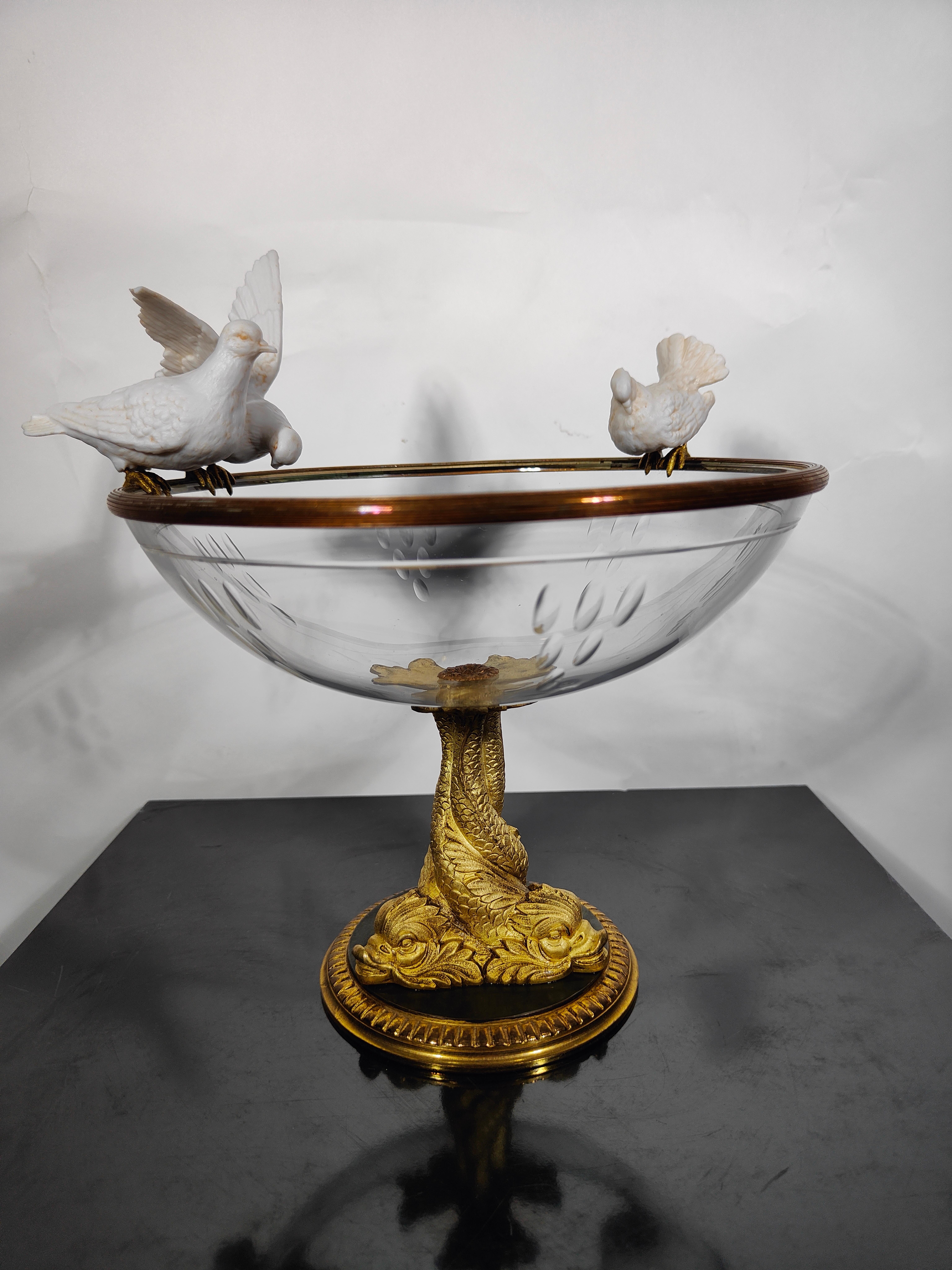 Late 19th Century 19th Century Crystal and Porcelain Centerpiece For Sale