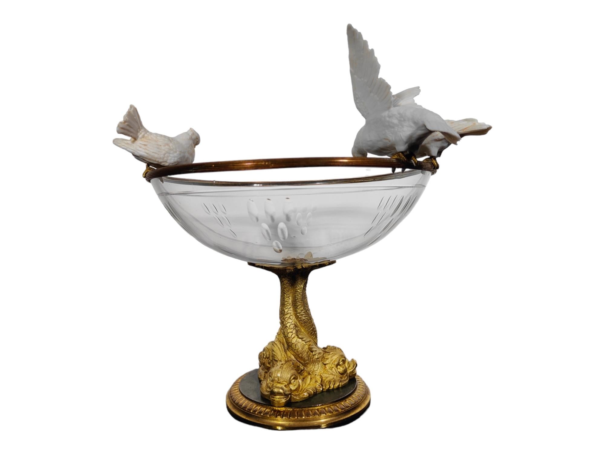 19th Century Crystal and Porcelain Centerpiece For Sale 2