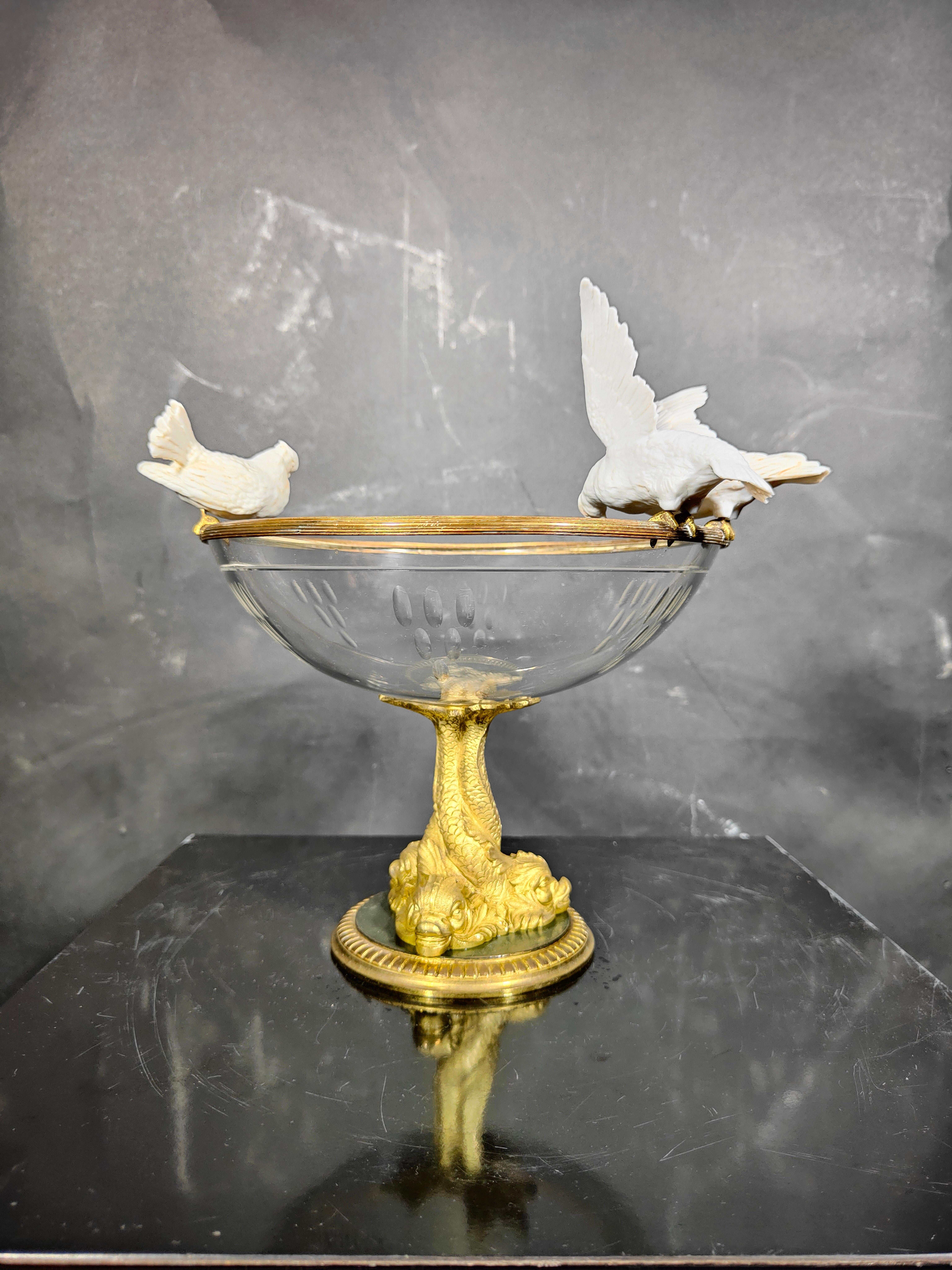 19th Century Crystal and Porcelain Centerpiece For Sale 4