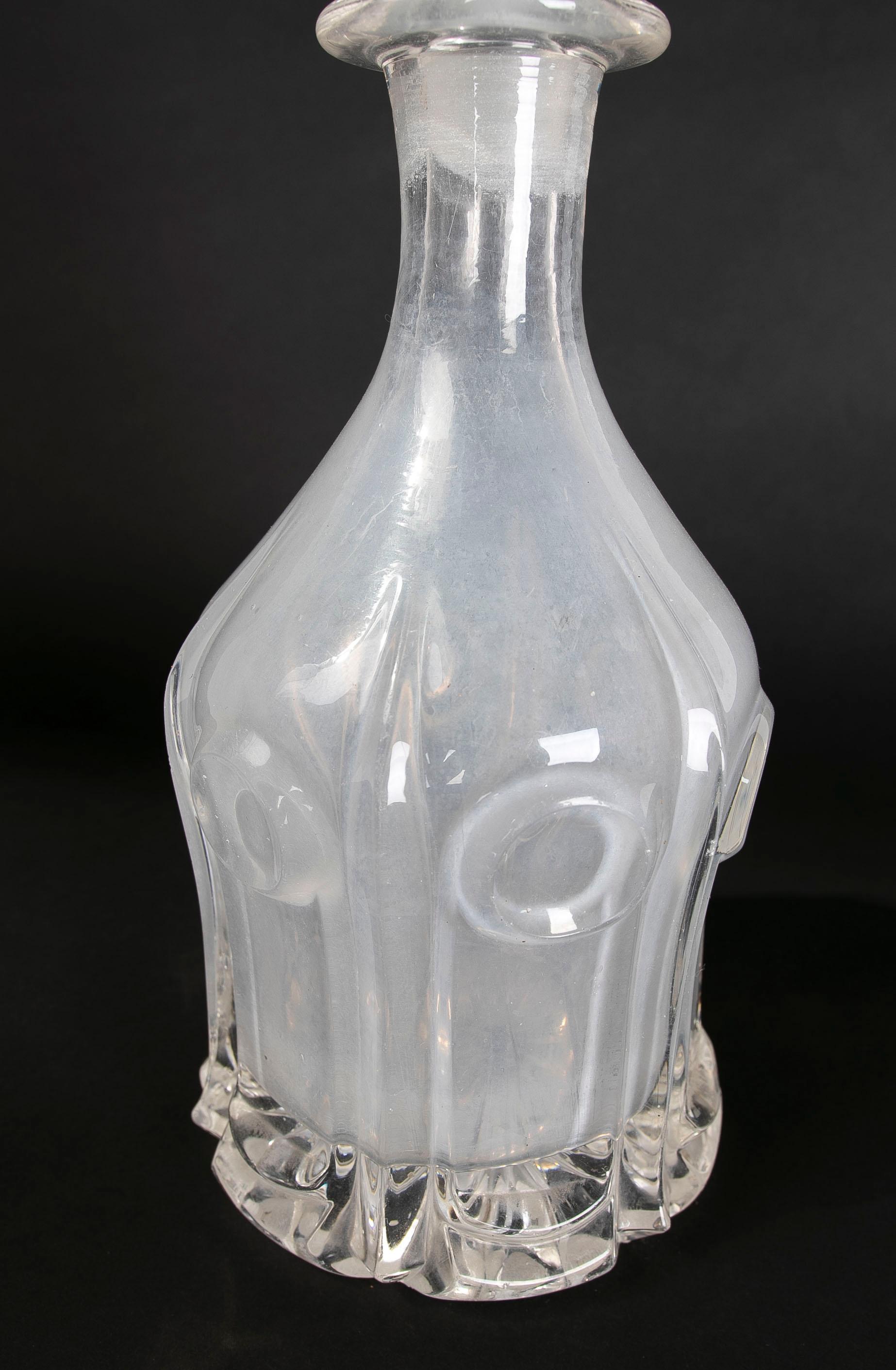 19th Century  Crystal Apothecary Bottle with Stopper In Good Condition For Sale In Marbella, ES