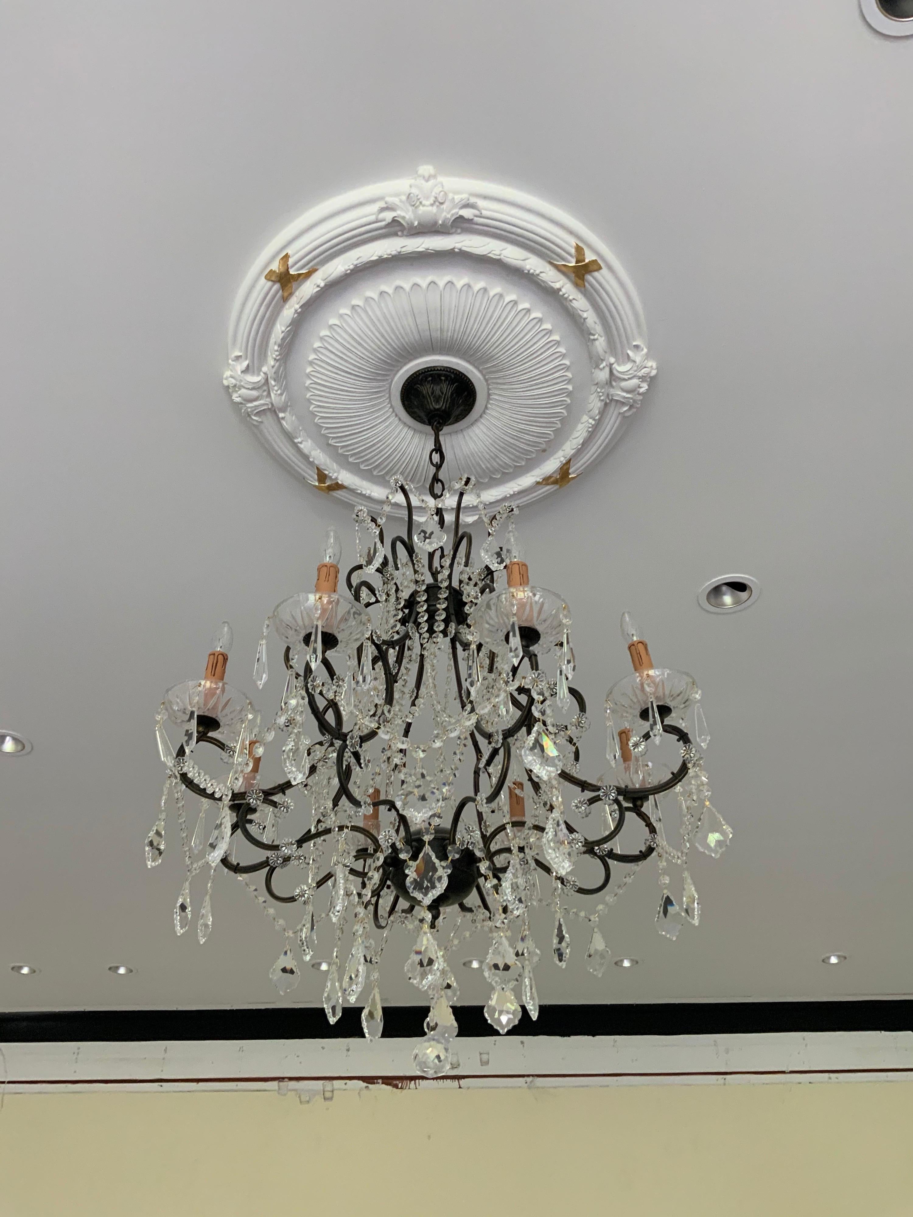 Lampadario in cristallo e bronzo del XIX secolo proveniente dalla Francia In condizioni buone in vendita a Dallas, TX