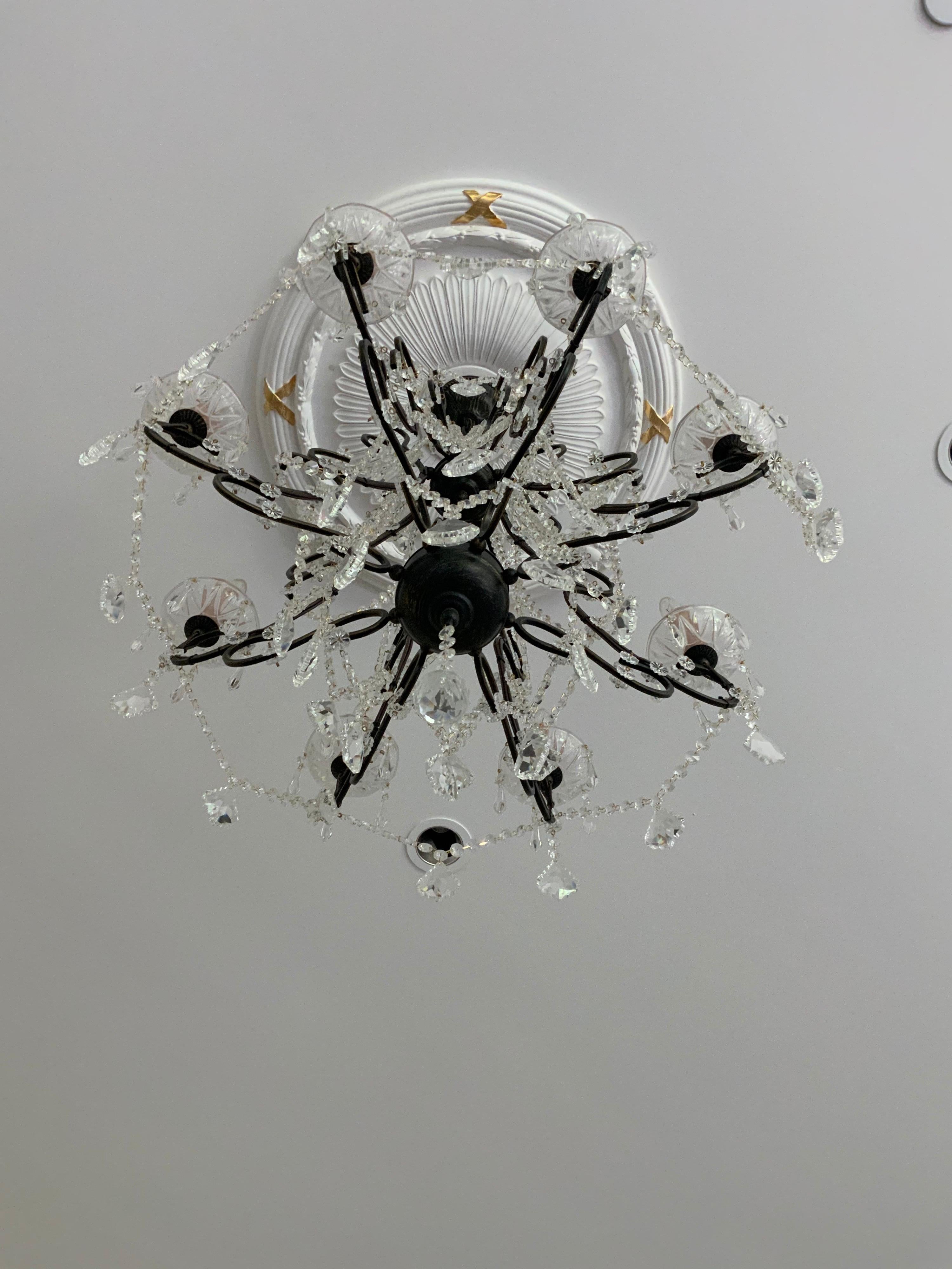 19th Century Crystal & Bronze Chandelier from France For Sale 1