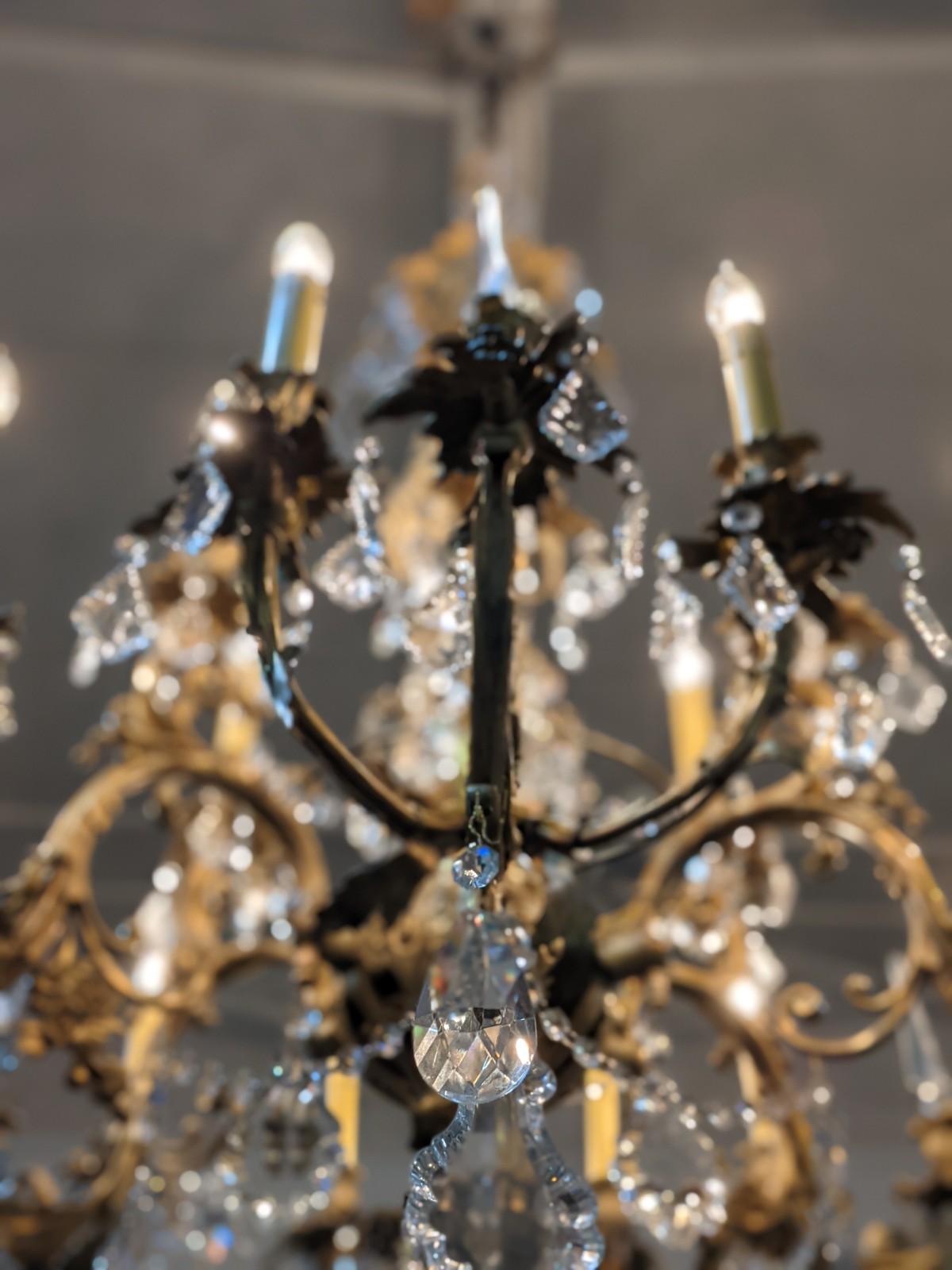 Bronze Lustre en cristal et bronze du XIXe siècle de France en vente