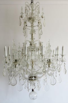 19th Century Crystal Chandelier, 12 and 4 Lights
