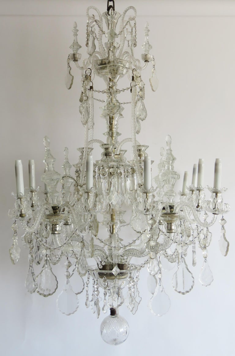 19th Century Crystal Chandelier 12 And 4 Lights For Sale At 1stdibs