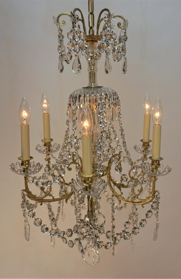 19th Century Crystal Chandelier by Portieux In Good Condition In Fairfax, VA