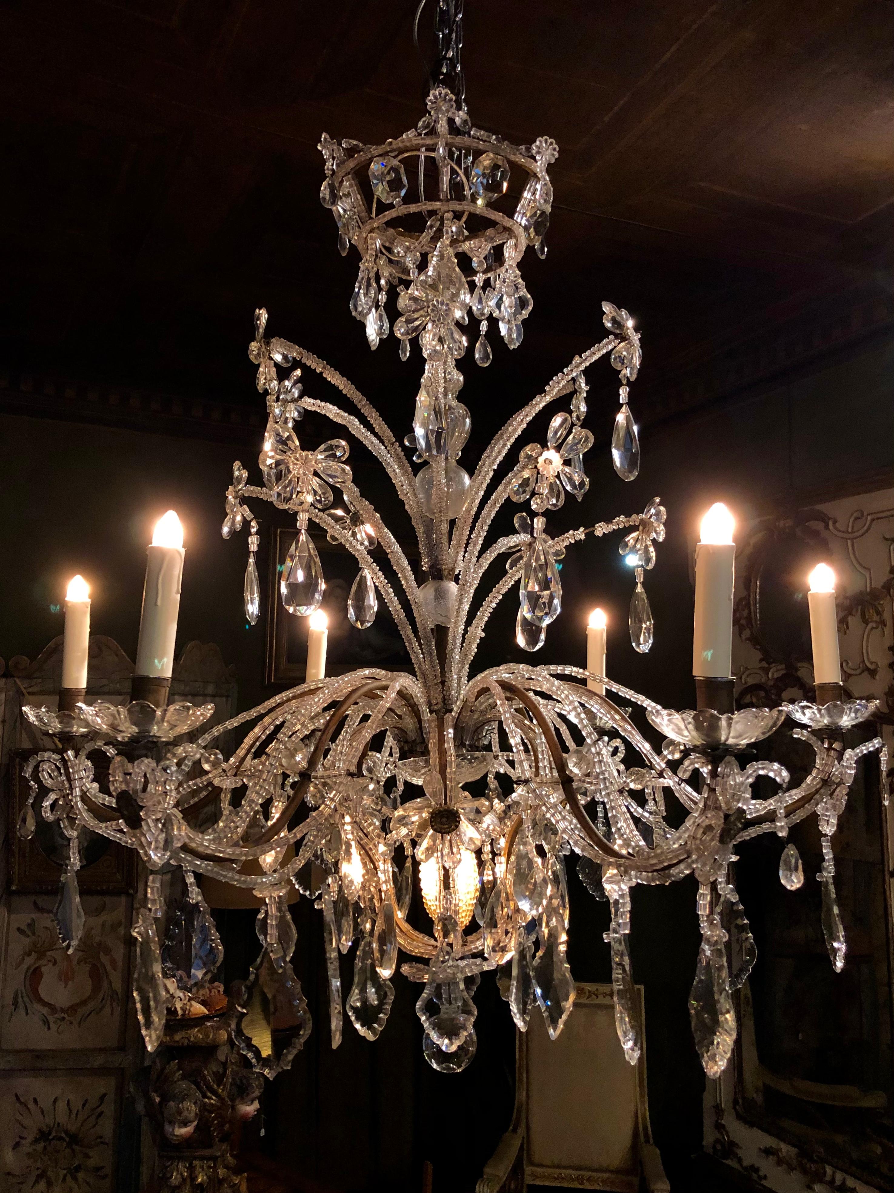 Italian 19th Century Crystal Chandelier For Sale