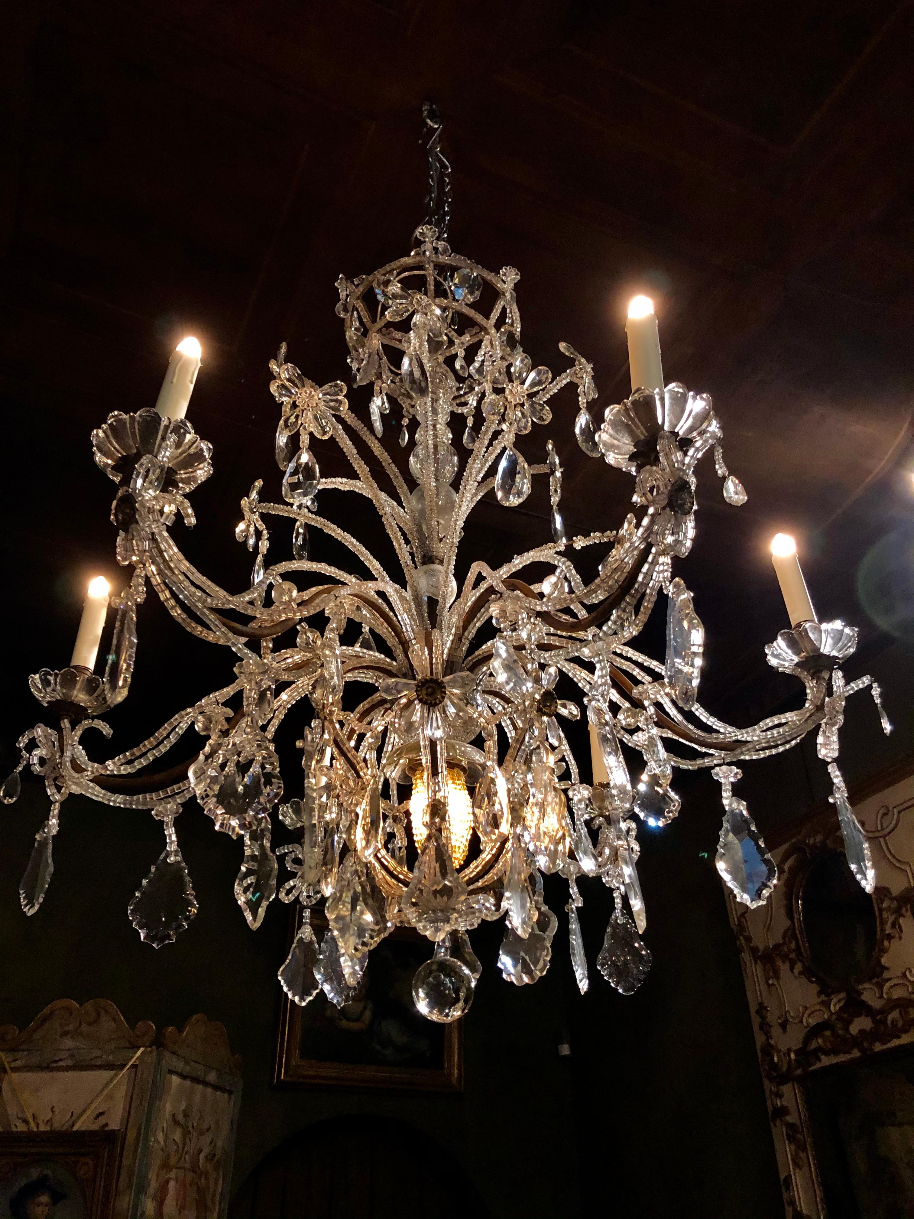19th Century Crystal Chandelier In Good Condition For Sale In Paris, FR