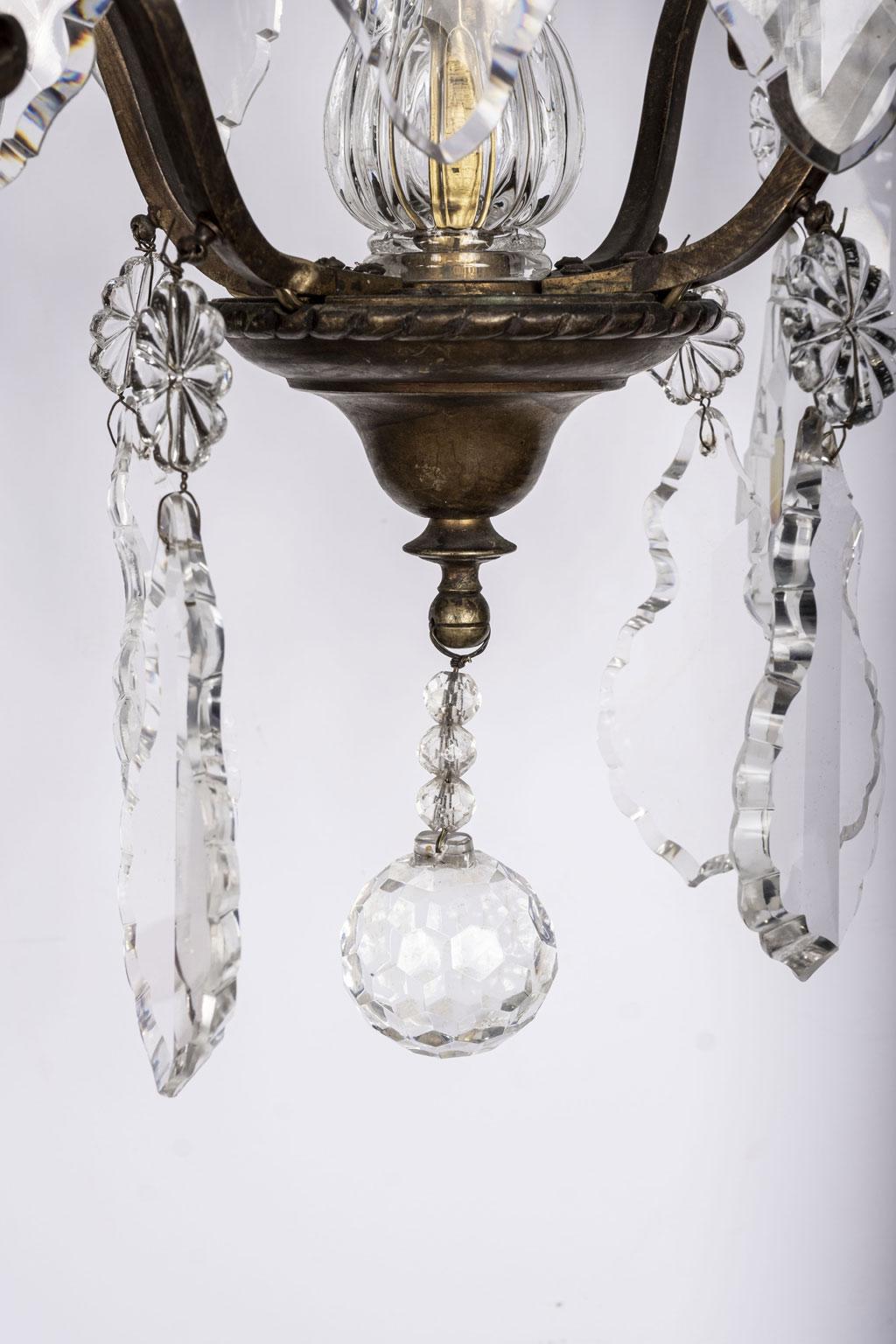 Gilt 19th Century Crystal Chandelier For Sale