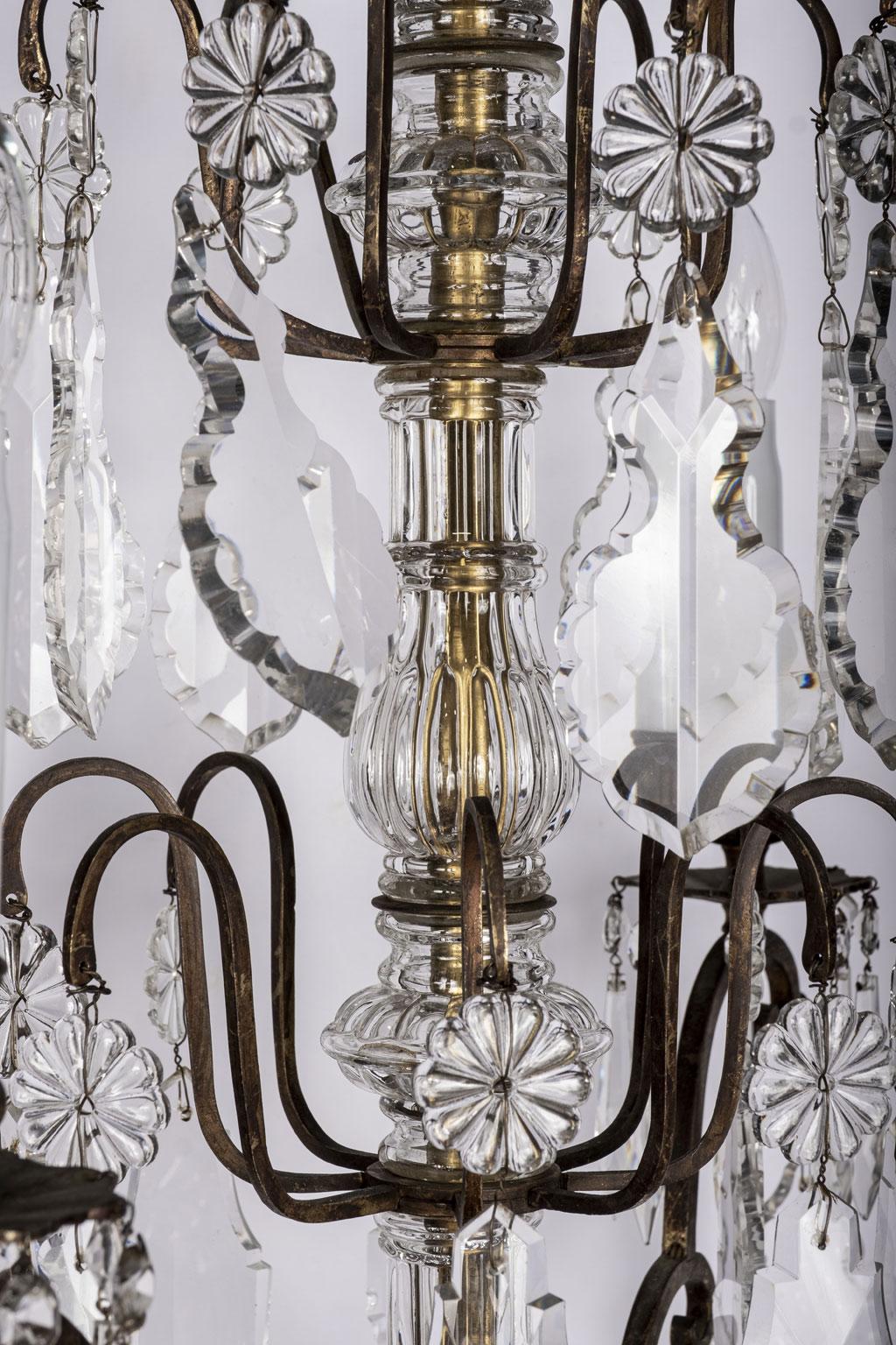 19th Century Crystal Chandelier In Fair Condition For Sale In Houston, TX