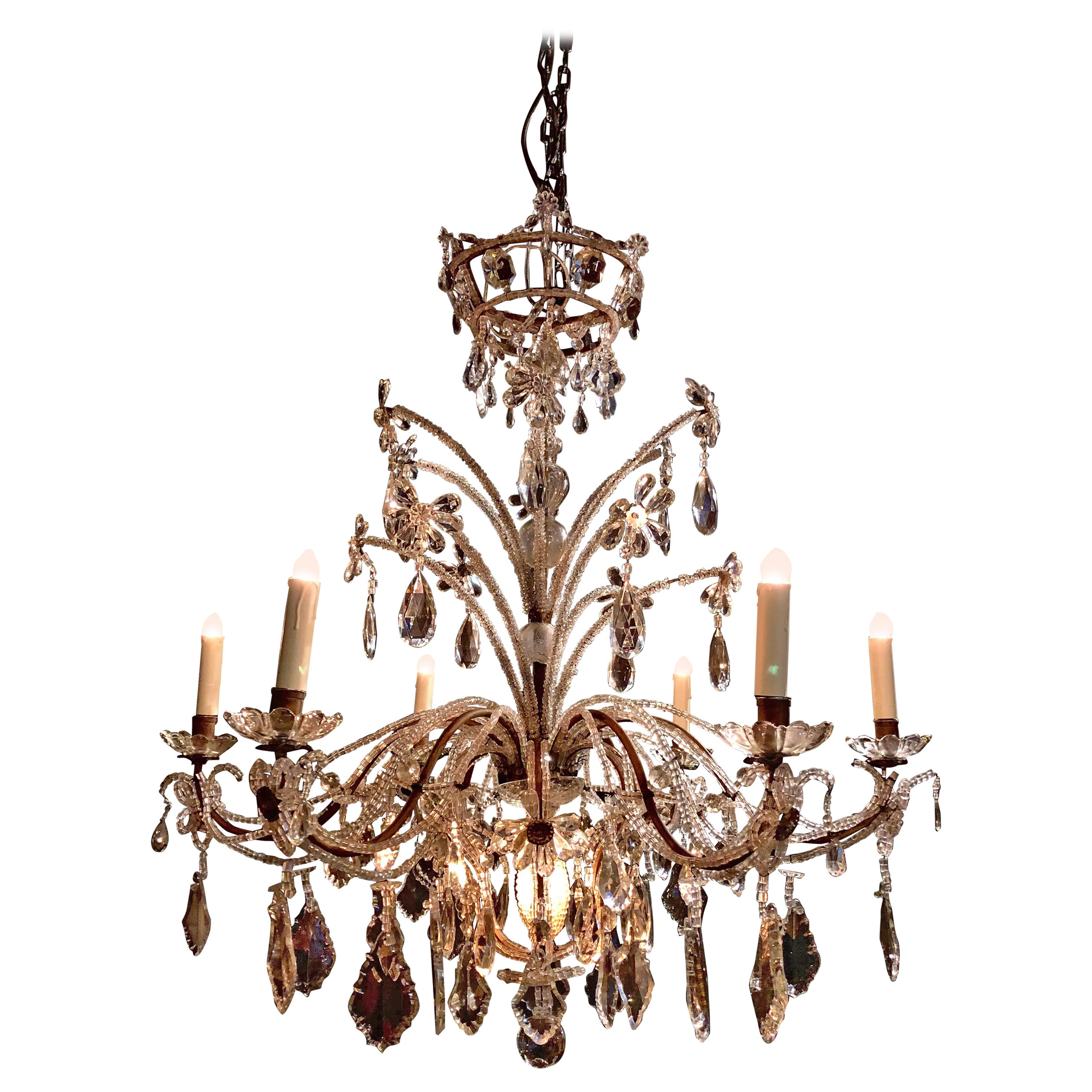 19th Century Crystal Chandelier For Sale