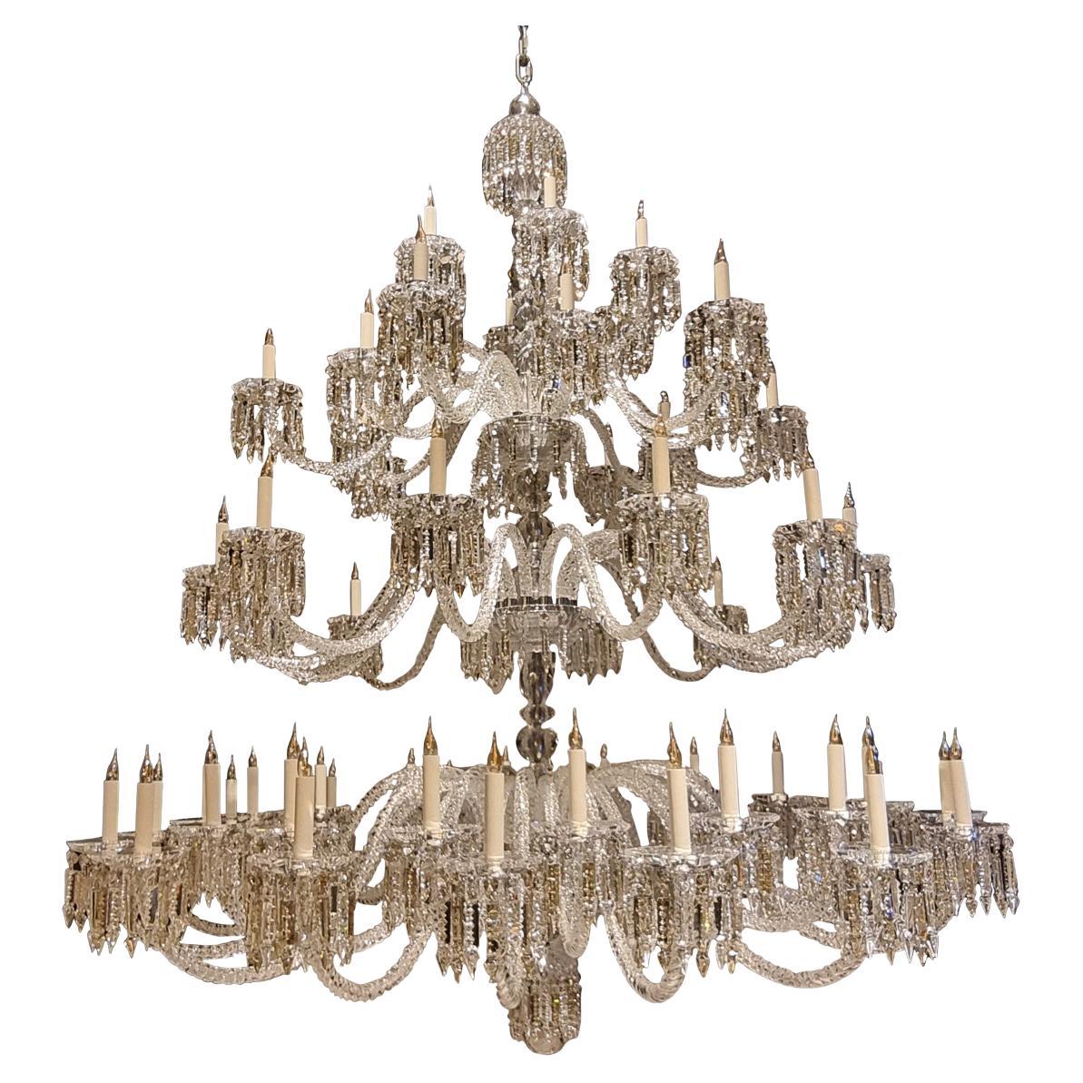 19th Century Crystal Chandelier with 62 Lights Inspired by Baccarat For Sale