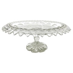 Antique 19th Century Crystal Footed Turnover Bowl