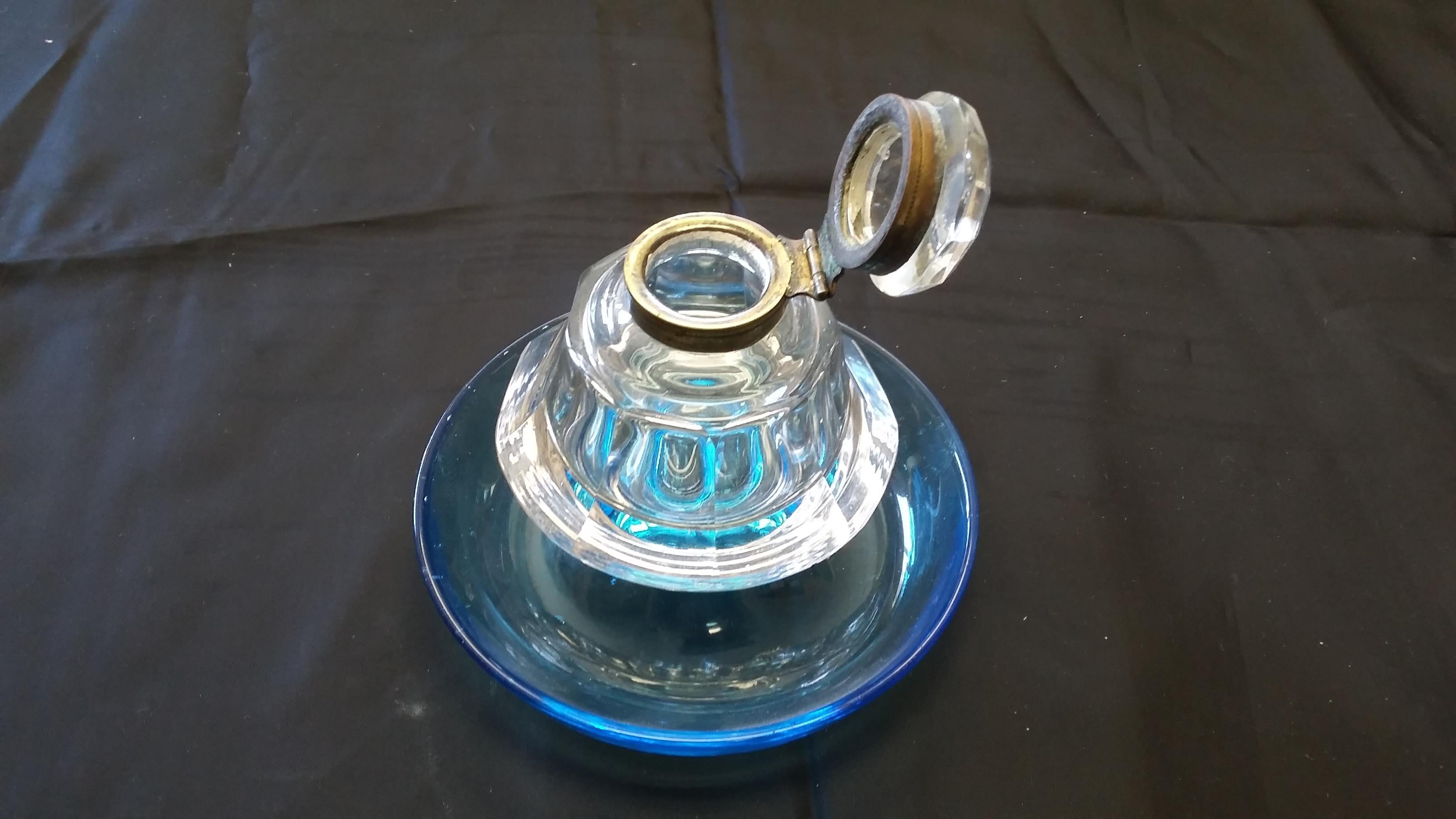 American 19th Century Crystal Inkwell For Sale