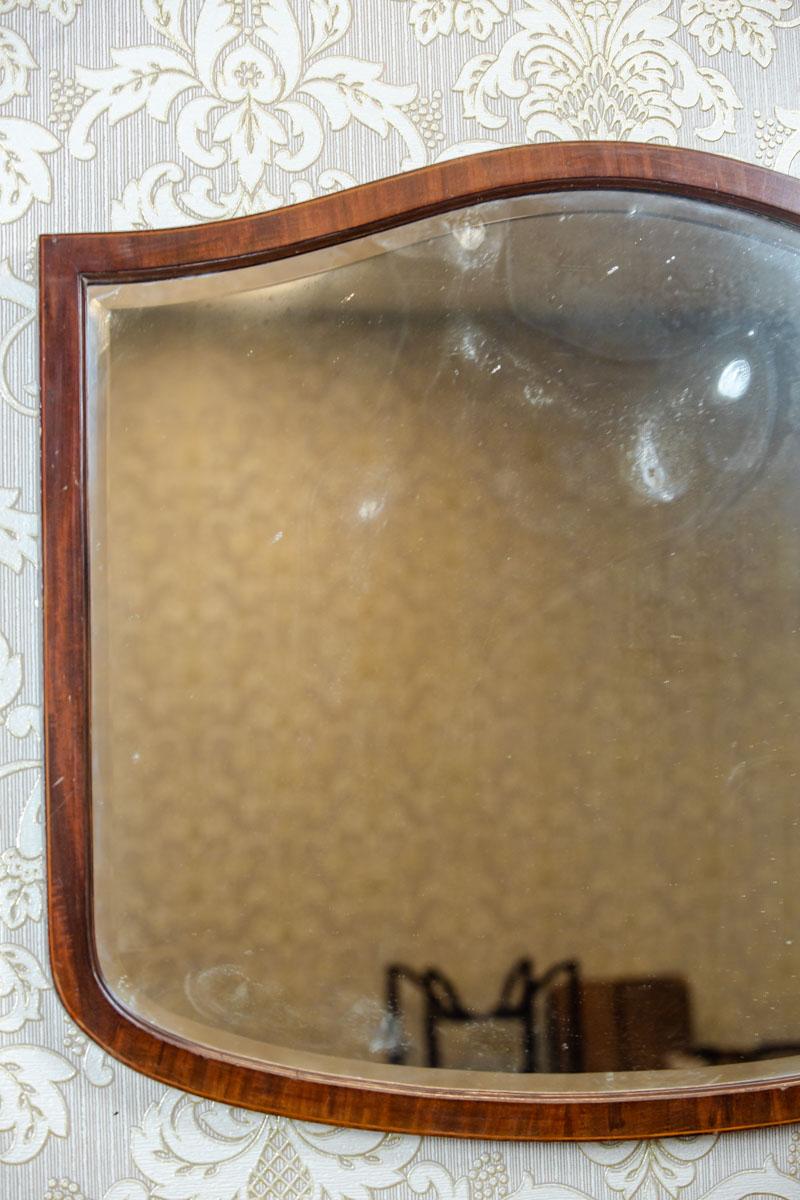 19th-Century Crystal Mirror in a Wooden Frame For Sale 1
