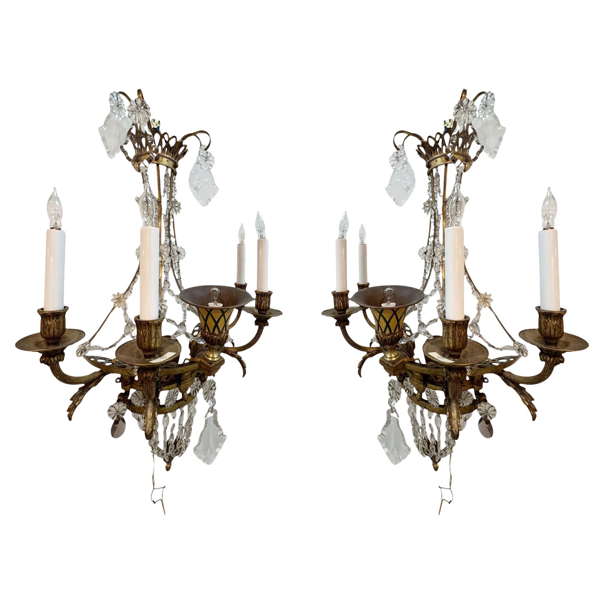 19th Century Crystal Sconces