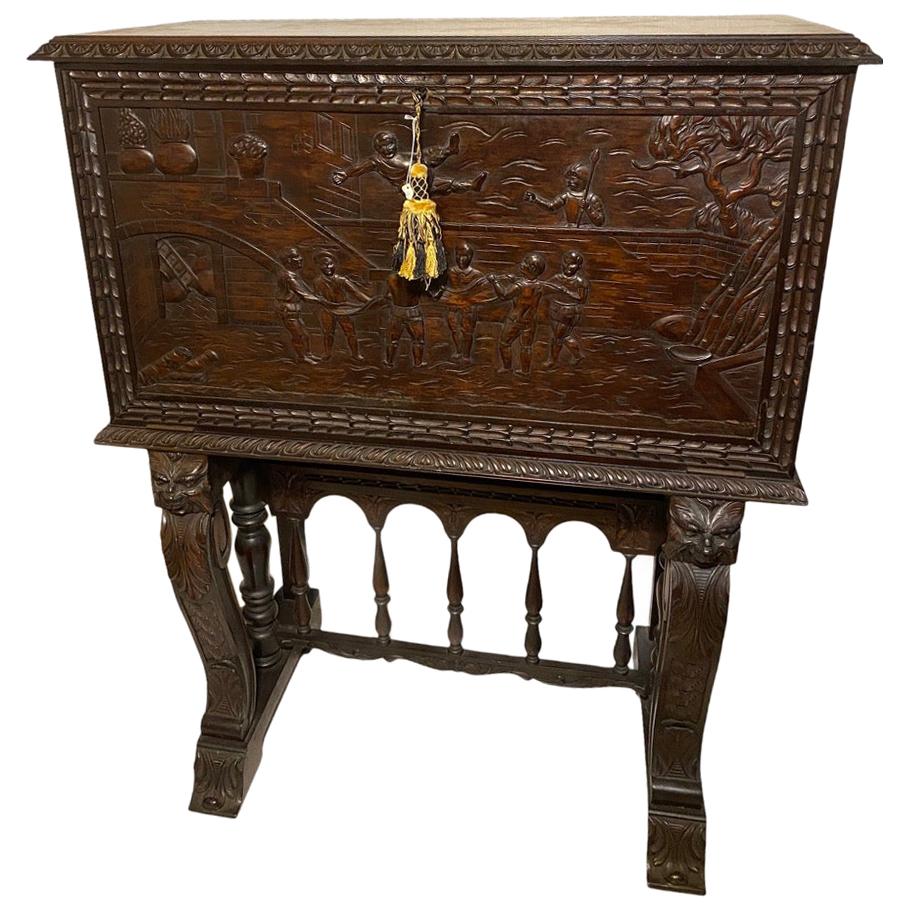 19th Century Cuban Mahogany Wood Bargueno Desk For Sale