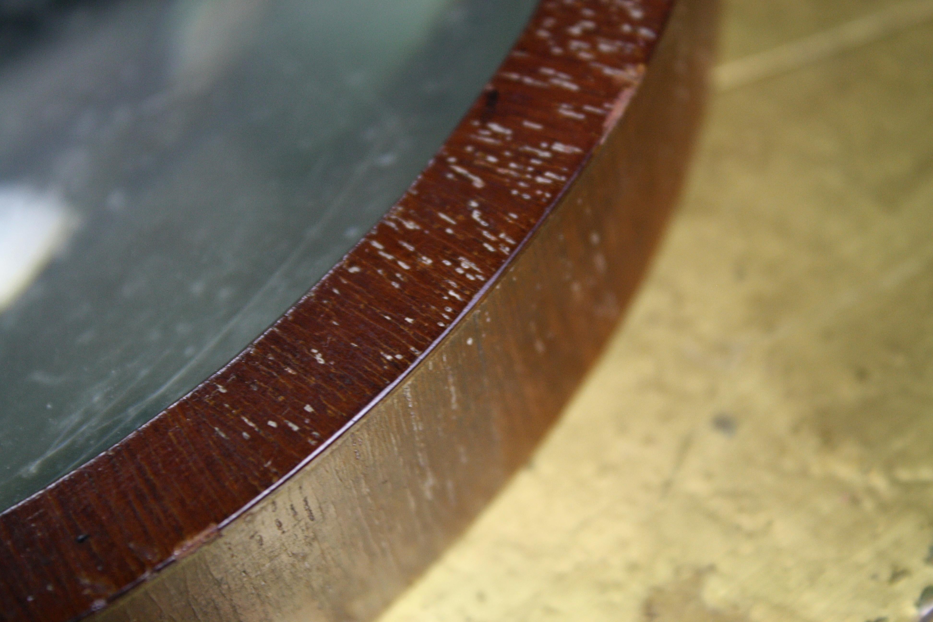 19th Century Curious Convex Circular Mirror, with a Concave Lens Mahogany Frame 7