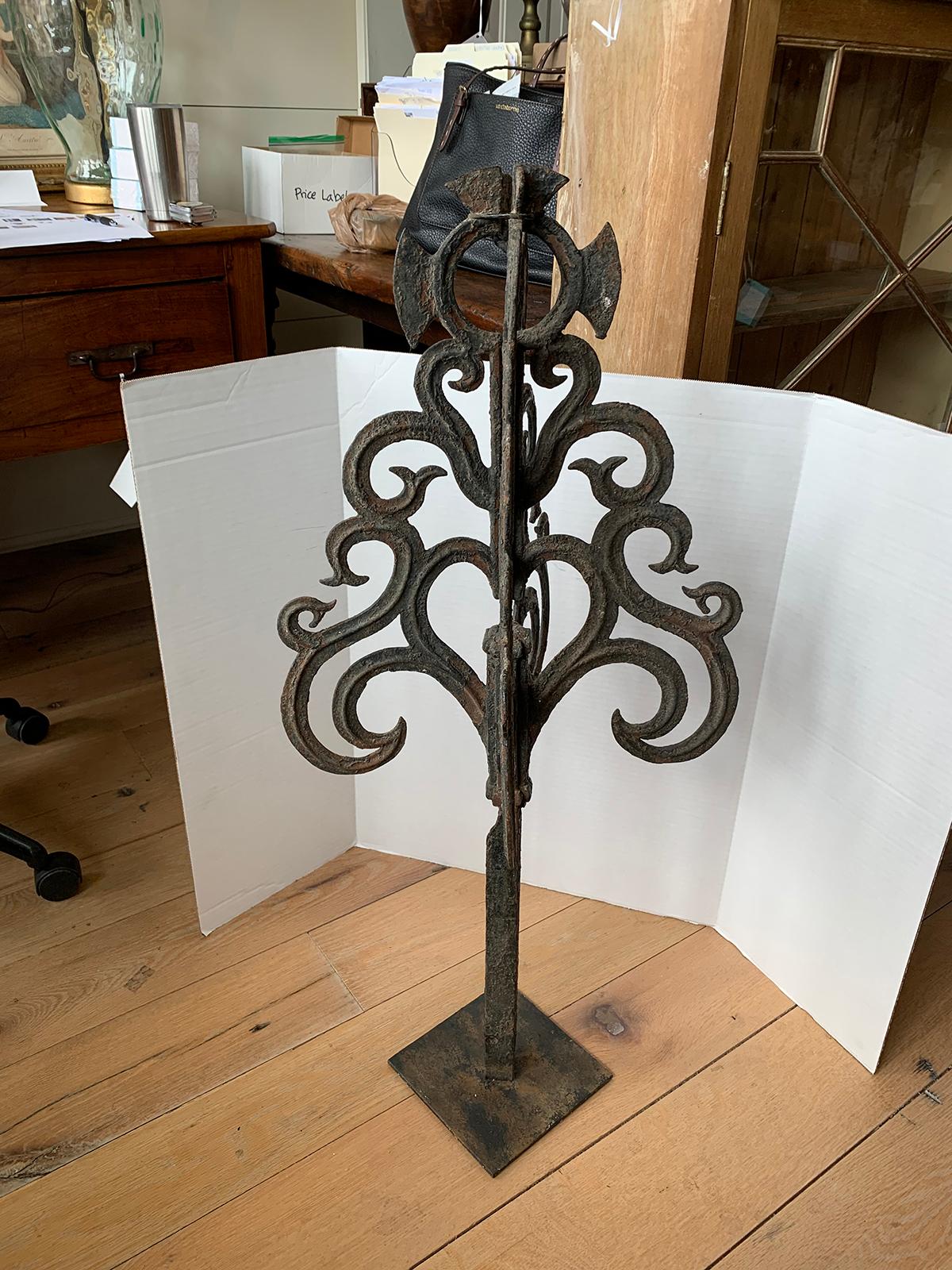 19th Century Custom Mounted Iron Finial For Sale 1