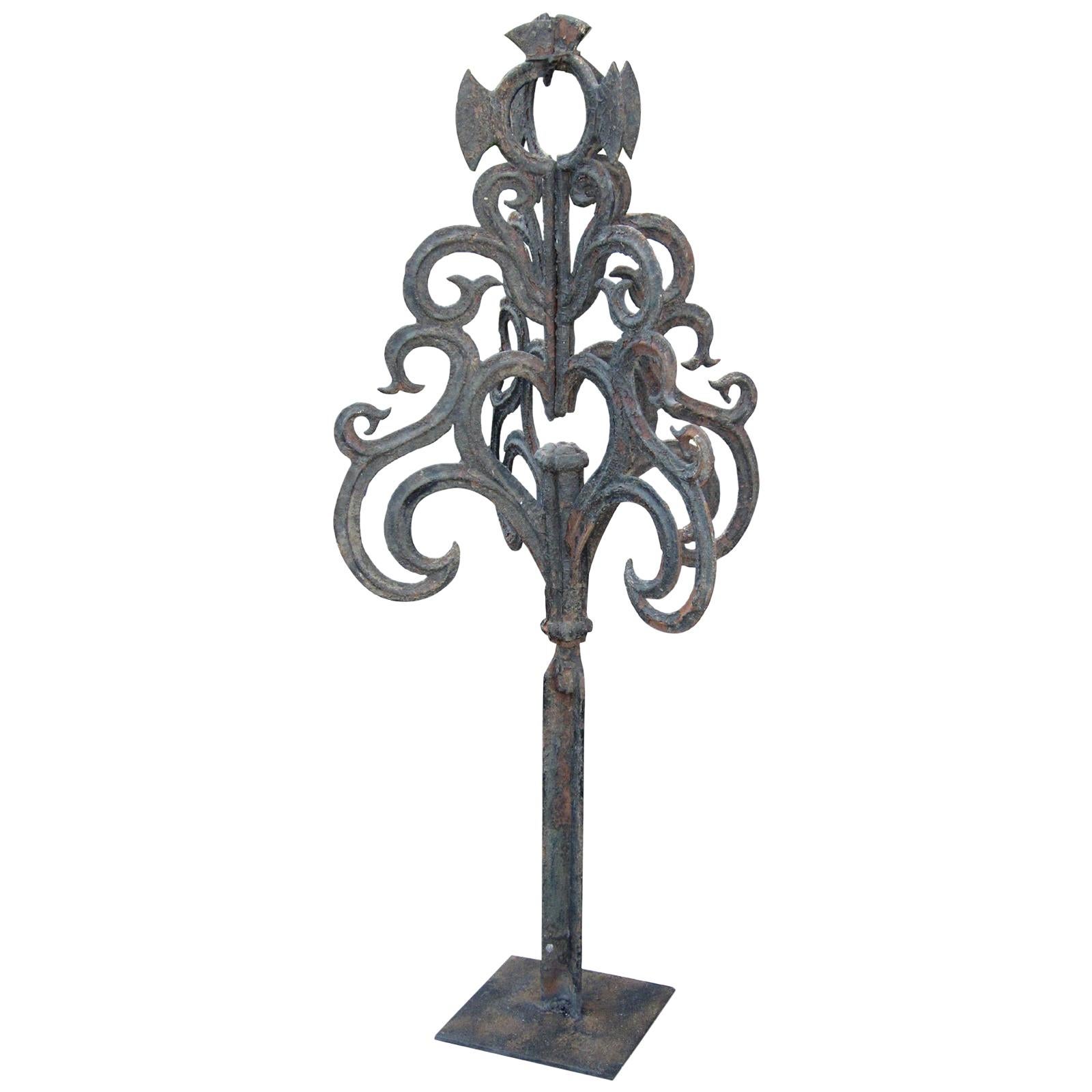 19th Century Custom Mounted Iron Finial For Sale