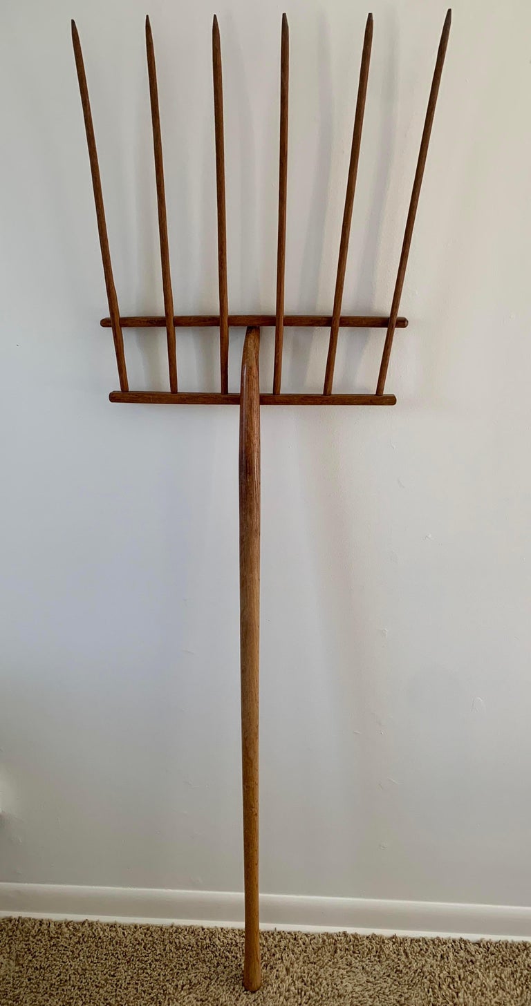 19th Century Custom Wall Mounted Wooden Pitchfork For Sale at 1stDibs