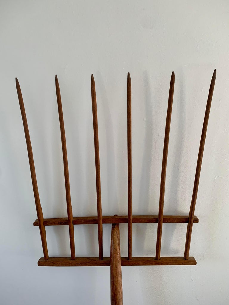 19th Century Custom Wall Mounted Wooden Pitchfork For Sale at 1stDibs