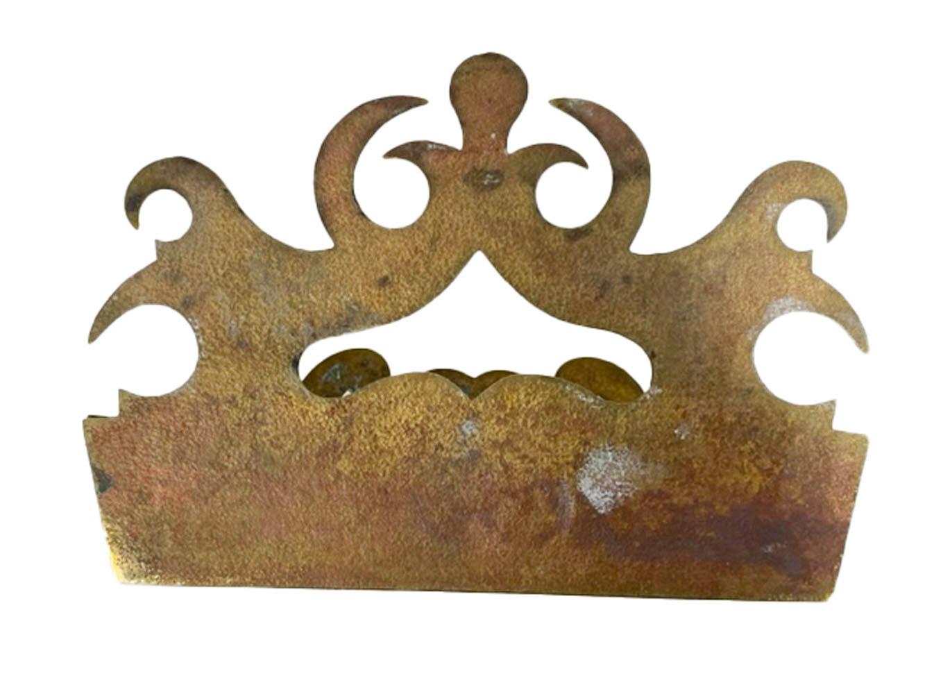 19th Century Cut and Pierced Brass Wall Pocket or Tidy In Good Condition For Sale In Nantucket, MA