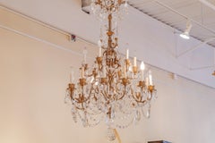19th Century Cut Crystal and Bronze Chandelier