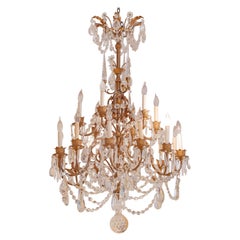 19th Century Cut Crystal and Bronze Chandelier