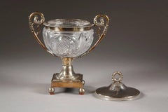 19th Century Cut Crystal and Silver Candy Dish, Signed Dupré